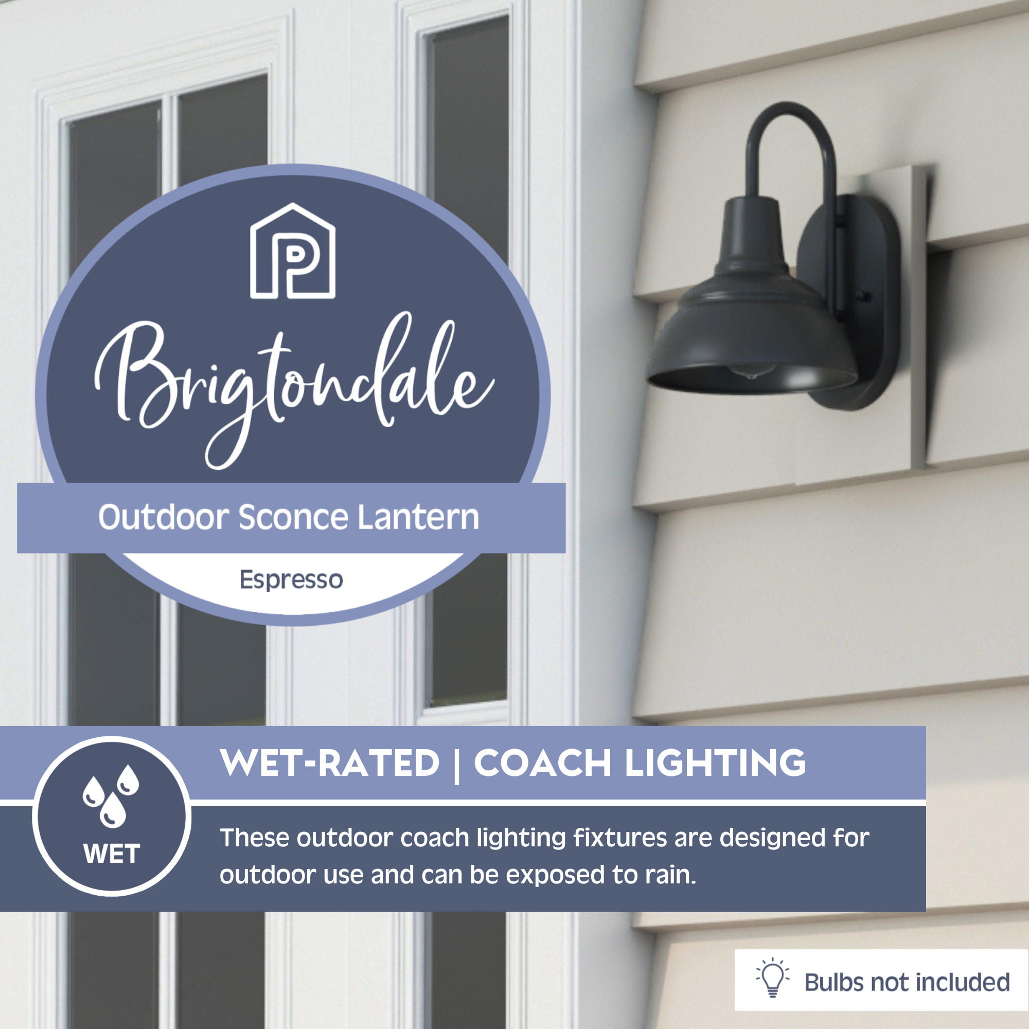 Brightondale Outdoor Wet Rated Coach Light in Espresso Finish - Durable Porch & Patio Lighting for Enhanced Curb Appeal