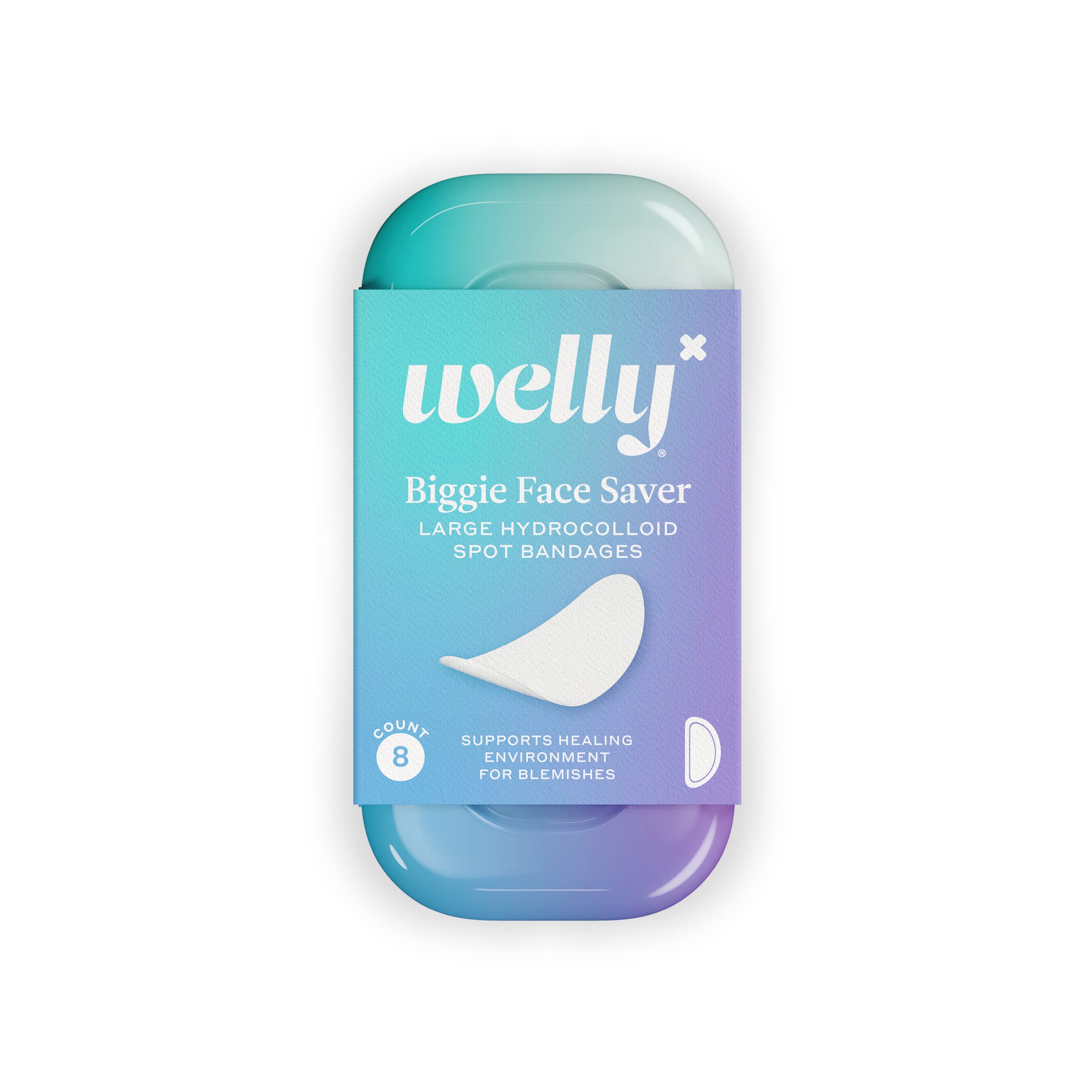 Welly Biggie Face Savers Hydrocolloid Acne Patches - Large Adhesive Blemish Spot Treatment for Chin, Nose & Forehead - Clear Pimple Cover for Day & Night Use - 8 Count Pack