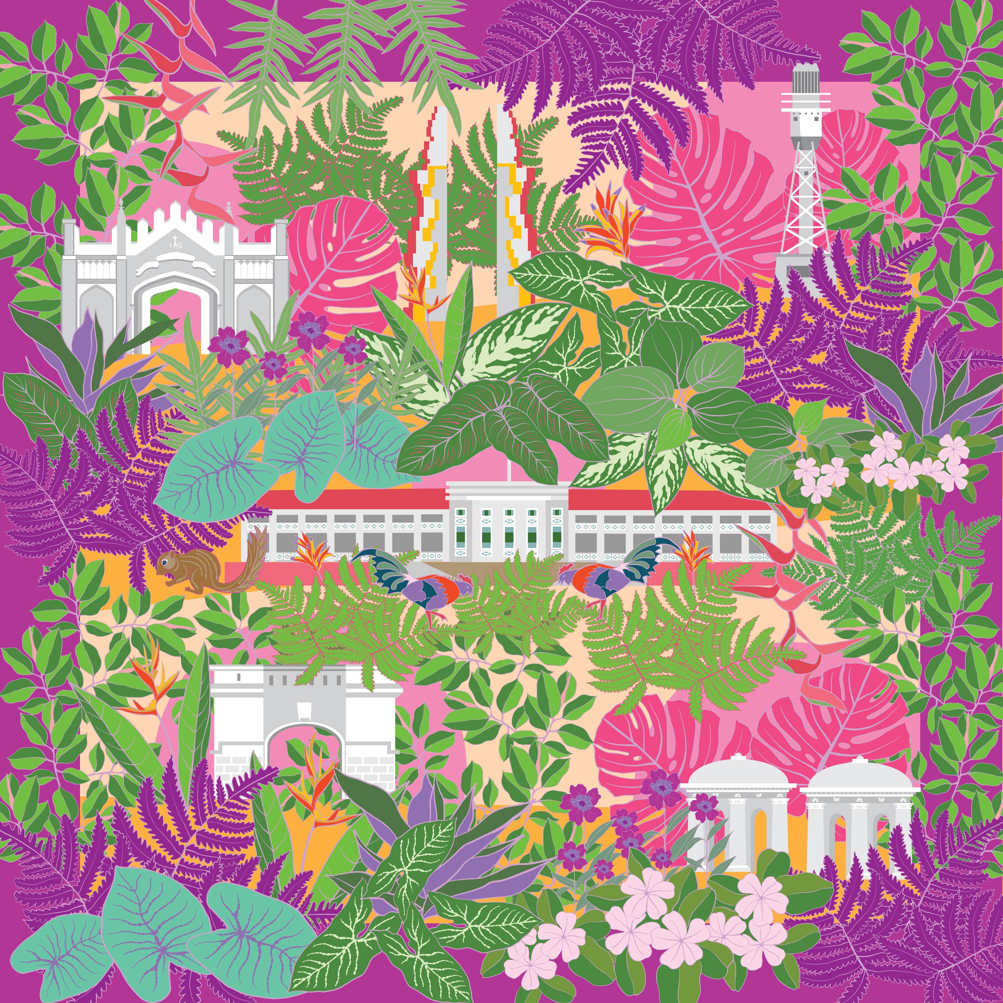 Fort Canning Hill Silk Scarf - Luxury Women's Fashion Accessory for Travel, Office & Special Occasions