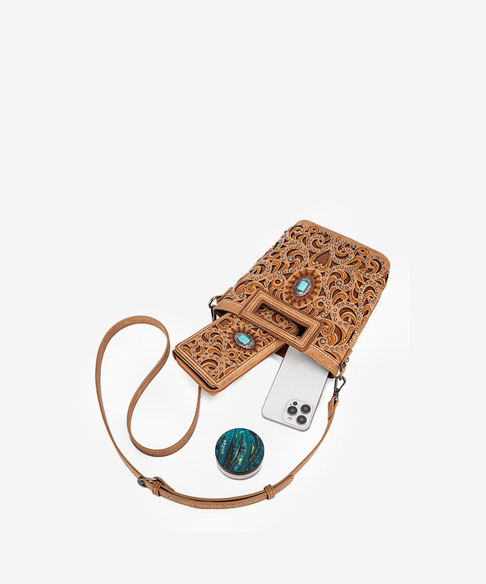 Montana West Embroidered Crossbody Bag for Women - Stylish Cut-Out Design, Perfect for Travel, Shopping & Everyday Use