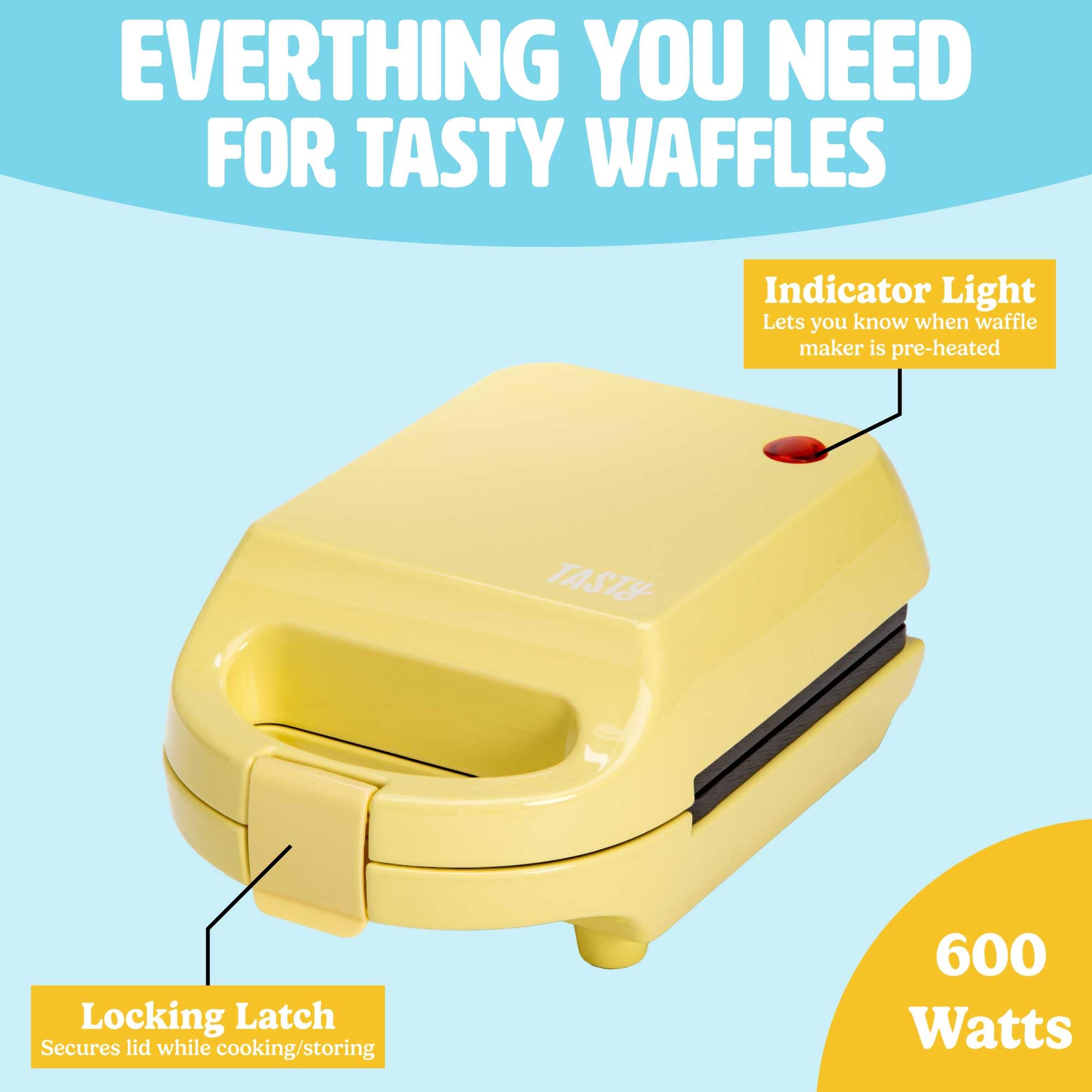 Mini Nonstick Waffle Maker - 600W Compact Waffle Iron for Individual Waffles, Hash Browns & Brownies - Quick Cooking & Easy Clean - Perfect for Breakfast, Snacks & Desserts - Vibrant Yellow Kitchen Appliance