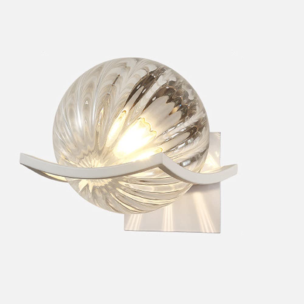 Nordic Style Globe LED Wall Light with Hammered Glass Shade - Mid-Century Modern Bathroom Vanity Mirror Lighting, Dimmable Wall Sconce for Living Room, Bedroom, Kitchen Island, Staircase & Hallway Decor