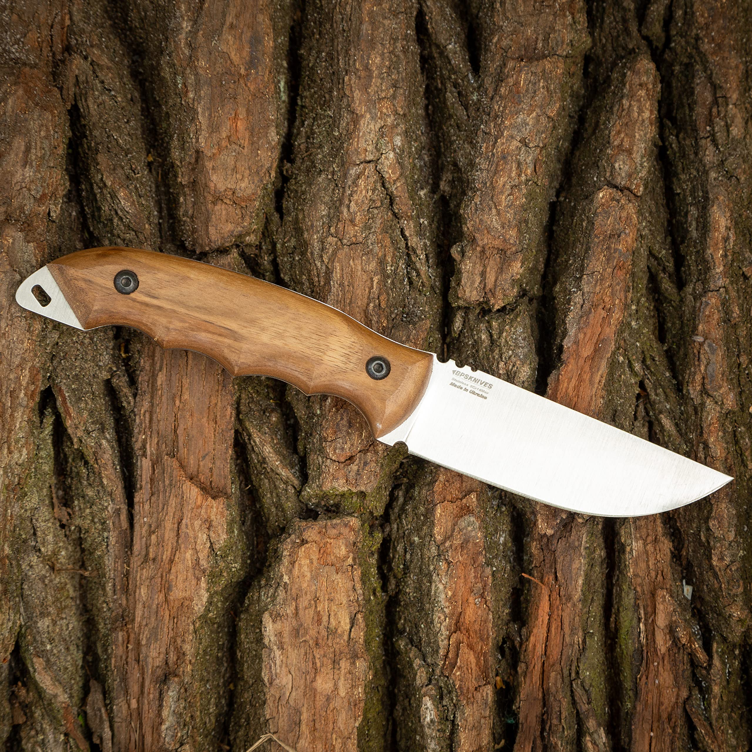 BPS Knives HK4 SSH Full Tang Fixed Blade Knife - High Carbon Stainless Steel Camping Survival Knife with Leather Sheath - Tactical Bushcraft Knife for Hunting, Outdoor Adventures & Emergency Preparedness