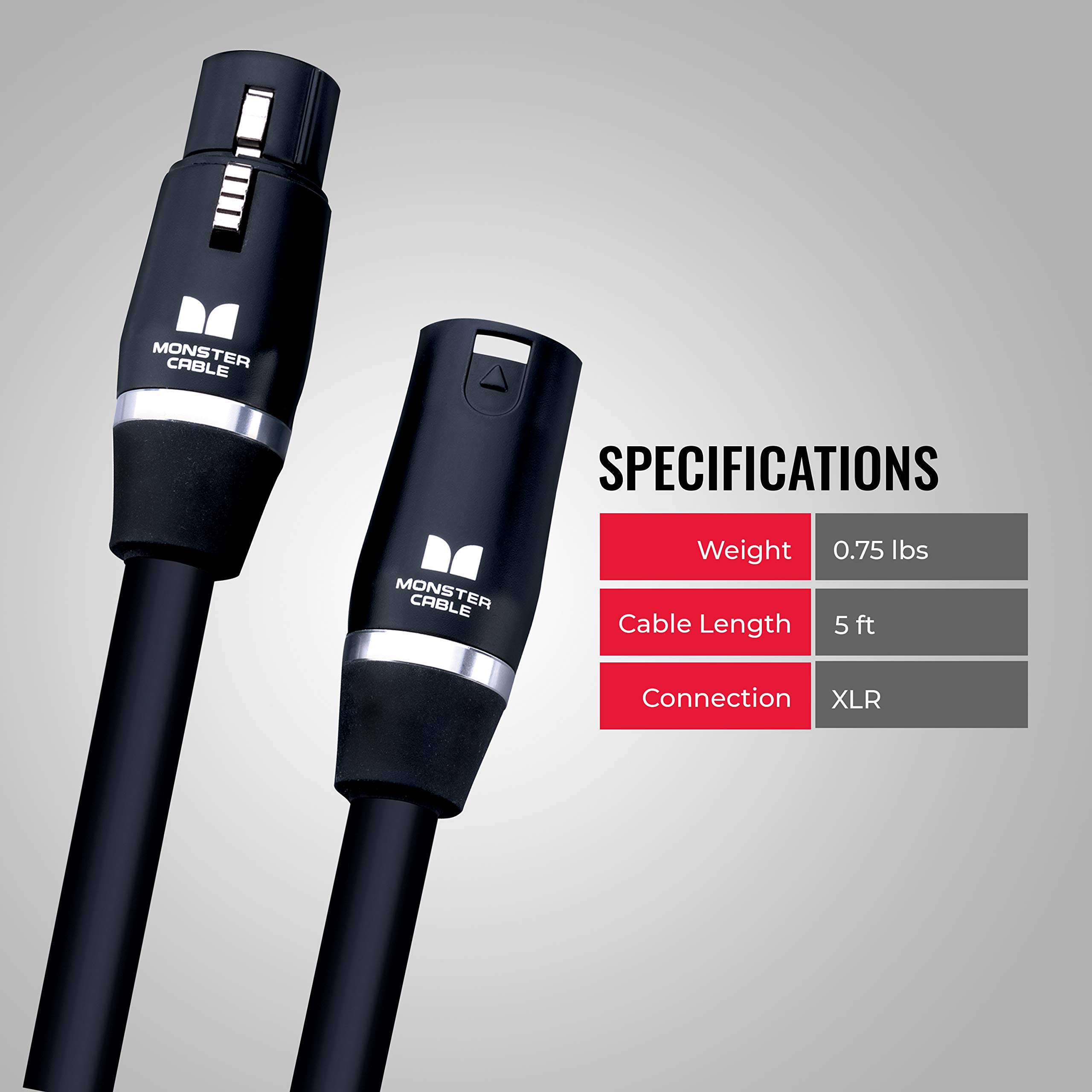 Monster Cable Prolink Studio Pro 2000 XLR Microphone Cable - 5ft Gold Plated Connectors, High-Quality Multi-Gauge Wire for Professional Audio Recording, Live Performances & Studio Sessions