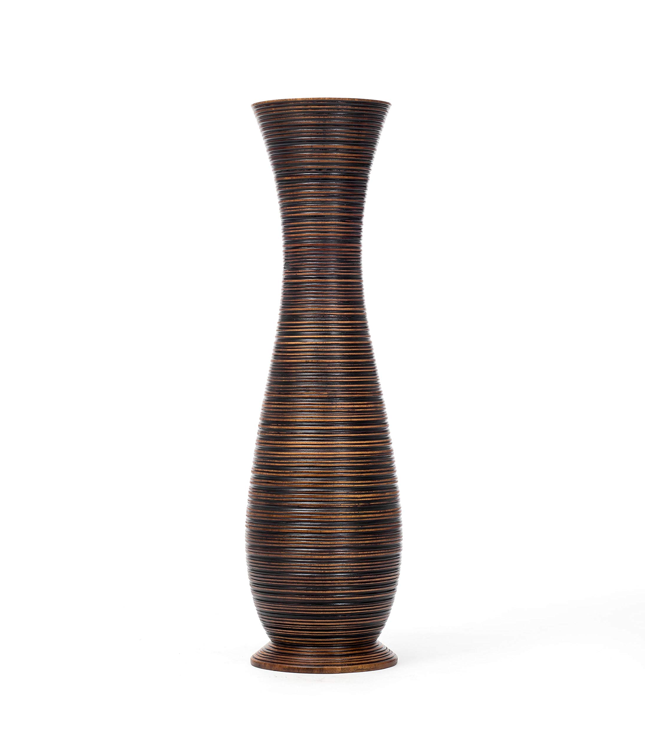 Leewadee 43 Inch Large Brown Wooden Floor Vase - Farmhouse Decor for Flowers, Fake Plants & Pampas Grass | Perfect for Living Room, Entryway & Wedding Decor