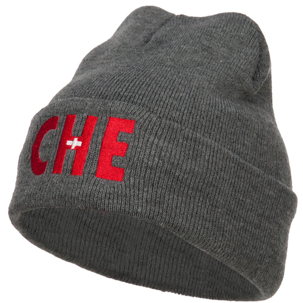 Swiss Che Flag Embroidered Long Beanie - Warm Winter Hat for Men & Women - Perfect for Skiing, Snowboarding & Outdoor Activities