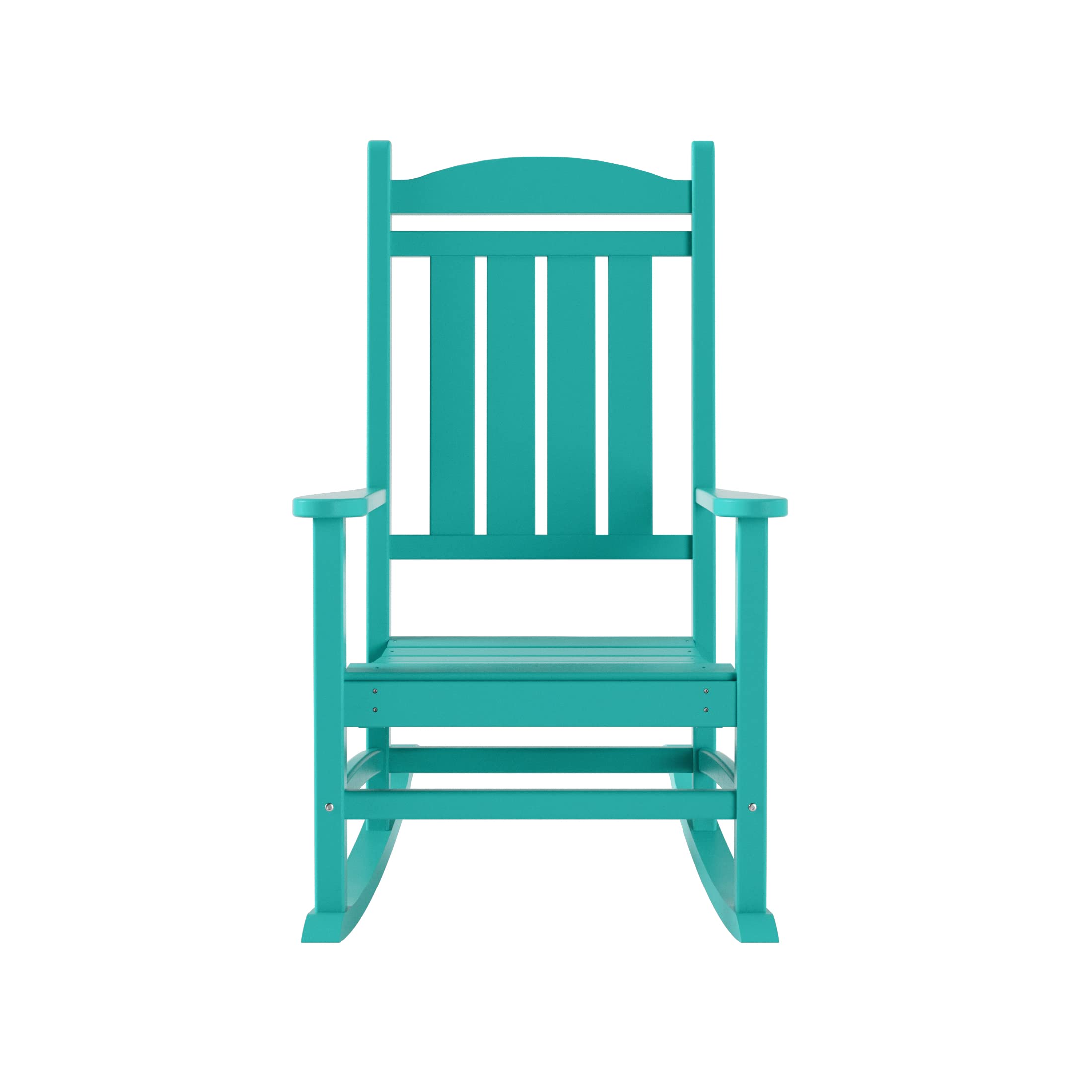 WO Home Furniture Patio Rocking Chair - Farmhouse Style Outdoor Rocker with HDPE & UV-Resistant Finish (Turquoise) - Perfect for Porch, Garden, Deck & Backyard Relaxation