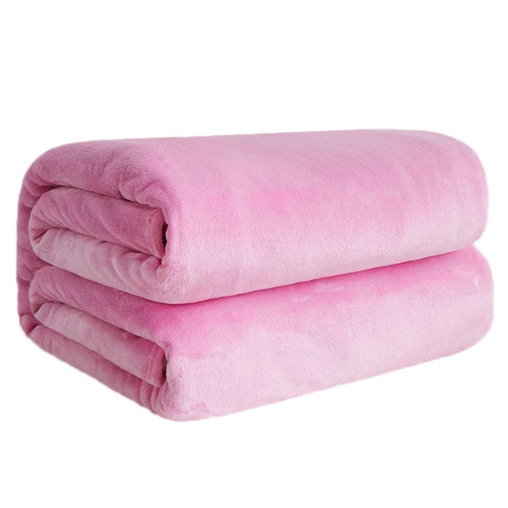 PERZOE Solid Color Flannel Blanket - Ultra Soft & Cozy Throw Blanket for Bed, Sofa, Chair - Warm Fleece Blanket for Home, Office, Camping & Travel - Pink 50x70cm (20x28 Inches) - Perfect for Snuggling, Lounging & Gifts