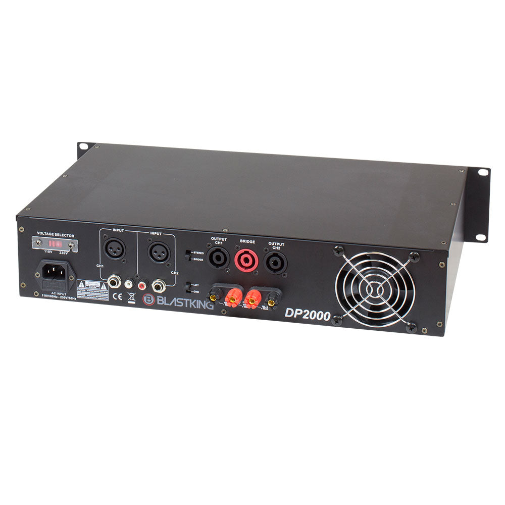 Blastking DP2000 2 Channel Professional Power Amplifier - 2000W High Performance Audio Amp for DJ, Live Sound & Home Theater Systems
