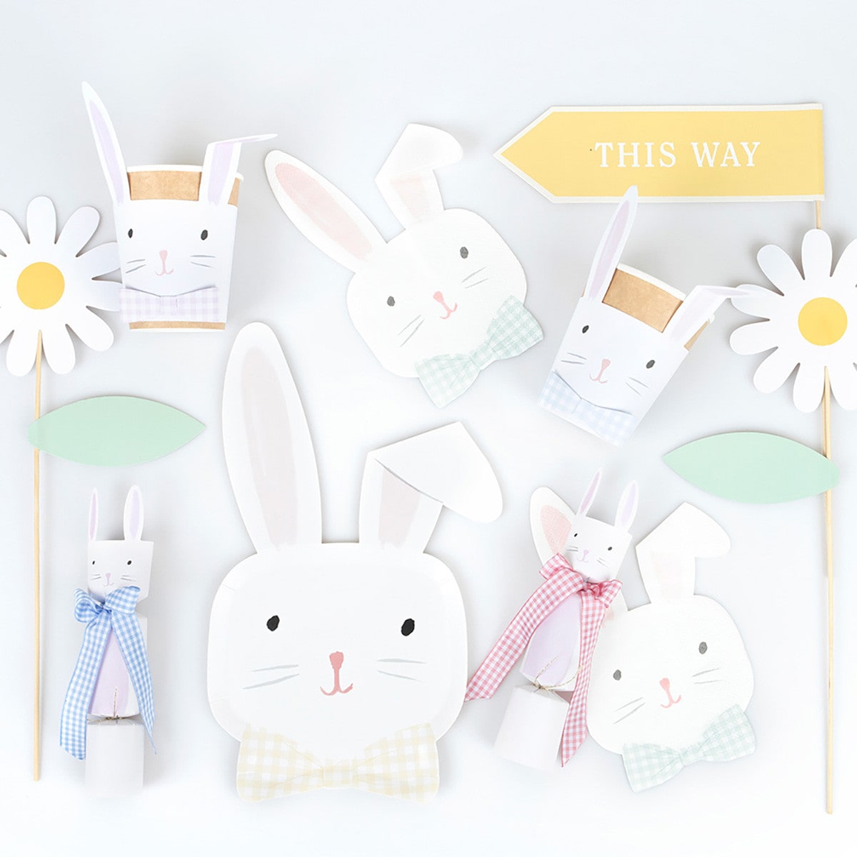 Easter Bunny Plates - 12 Pack Bunny Themed Paper Plates for Easter Party Decorations, Kids Birthday, Spring Celebrations & Holiday Tableware