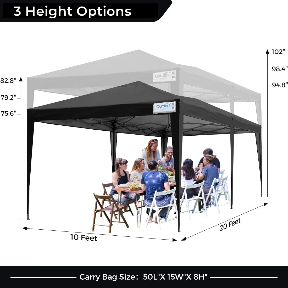 Quictent 10' x 20' EZ Pop Up Canopy Tent - Instant Shelter for Outdoor Events, Parties, Camping & Beach - Waterproof & UV Protection