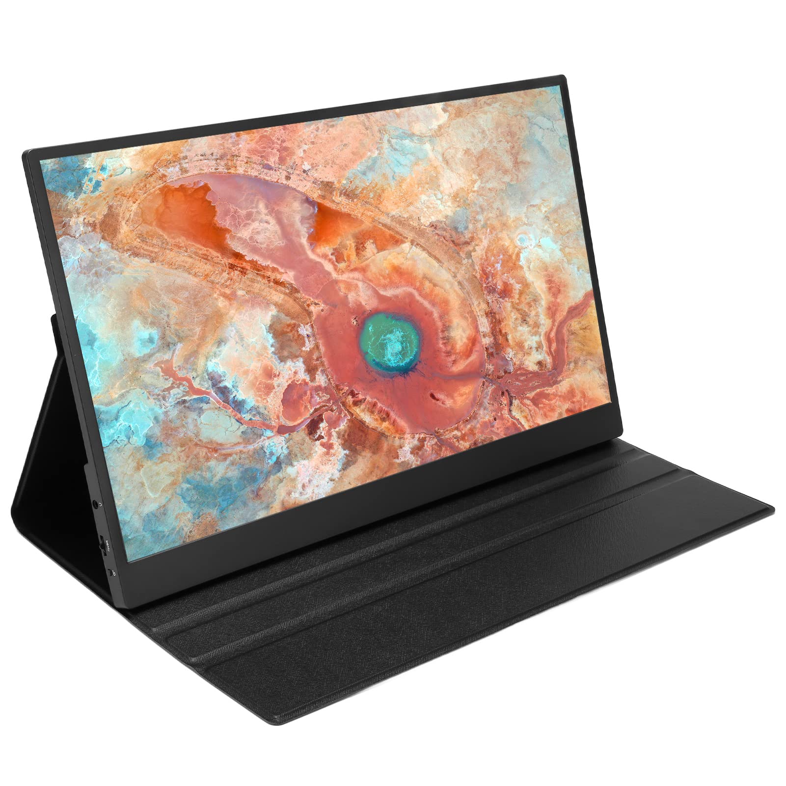 Denash 17.3 Inch Portable Monitor - 1080P FHD HDR USB-C External Screen with PU Leather Cover for Laptop, PC, Mac, PS5 | Perfect for Business Travel, Home Office & Gaming Setup