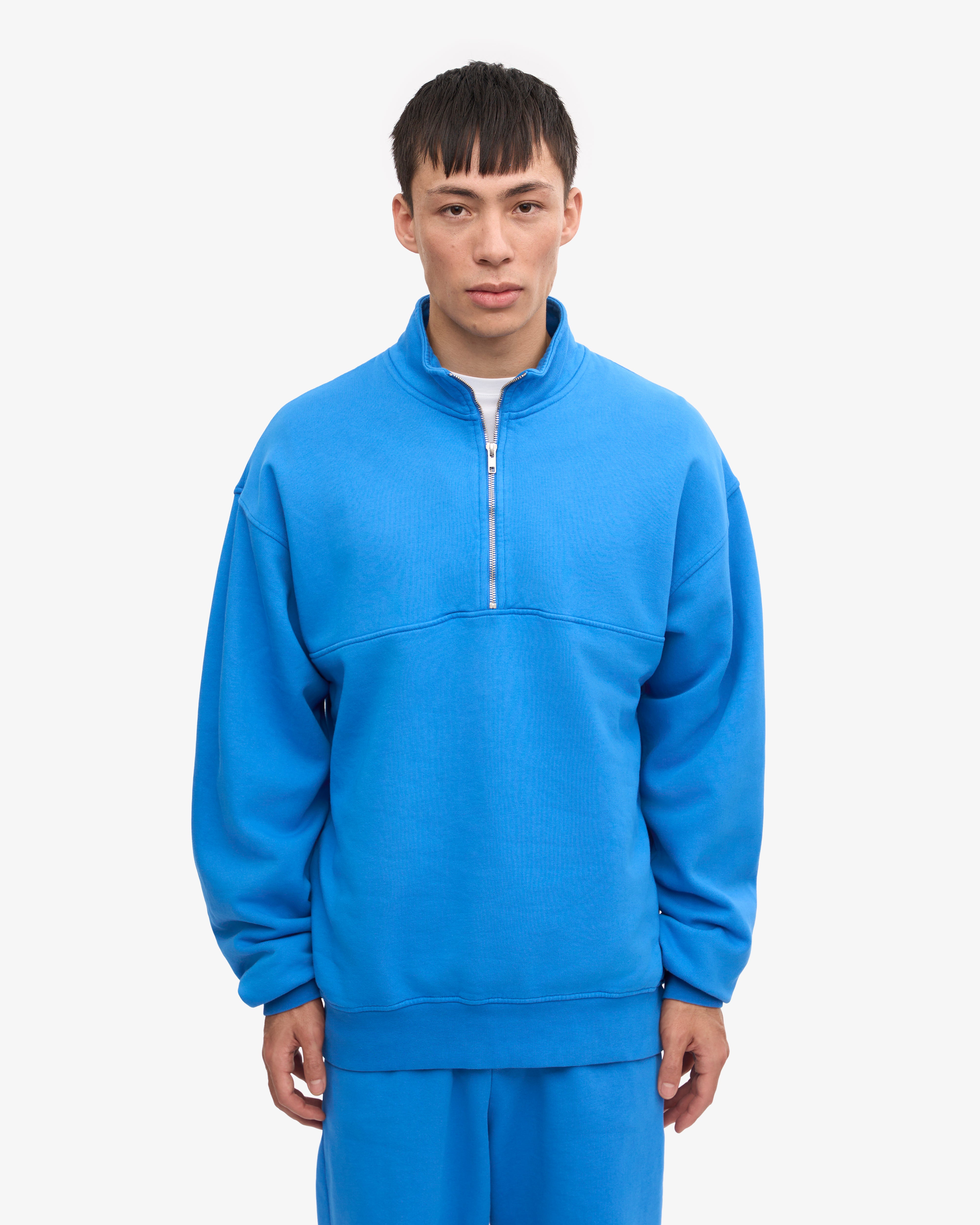 Organic Quarter Zip Sweatshirt for Men & Women | Soft & Comfortable Pacific Blue Pullover | Perfect for Outdoor Activities, Casual Wear & Layering