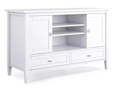 Norfolk Solid Wood TV Stand with Hand-Finished White Finish - Stylish Media Console for Living Room, Bedroom & Home Theater