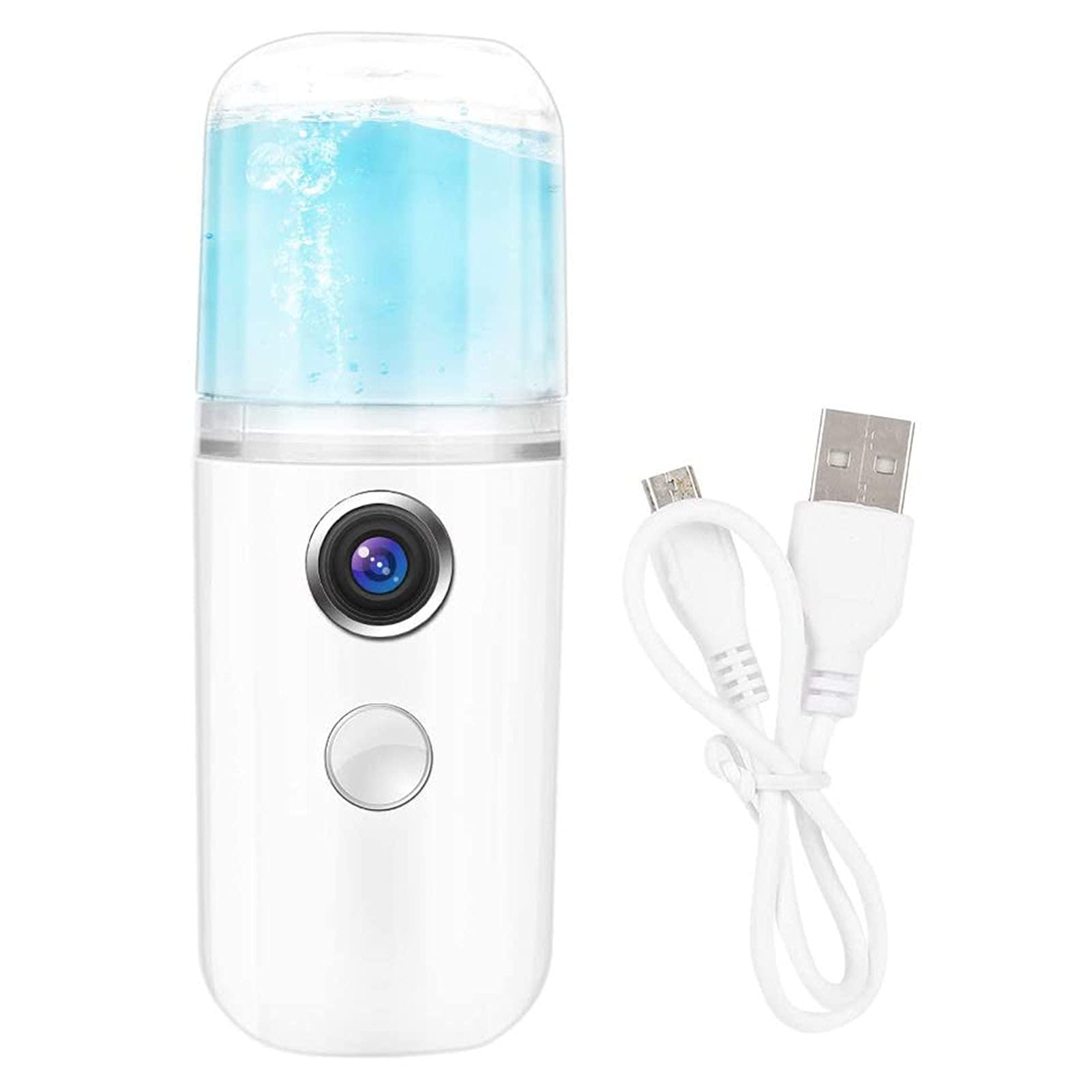 Mini Nano Spray - USB Rechargeable 30ml Portable Hand Sanitizer & Face Mist Diffuser | 2-Hour Fast Charging, Pocket-Sized for Travel, Office & Home Use (White)