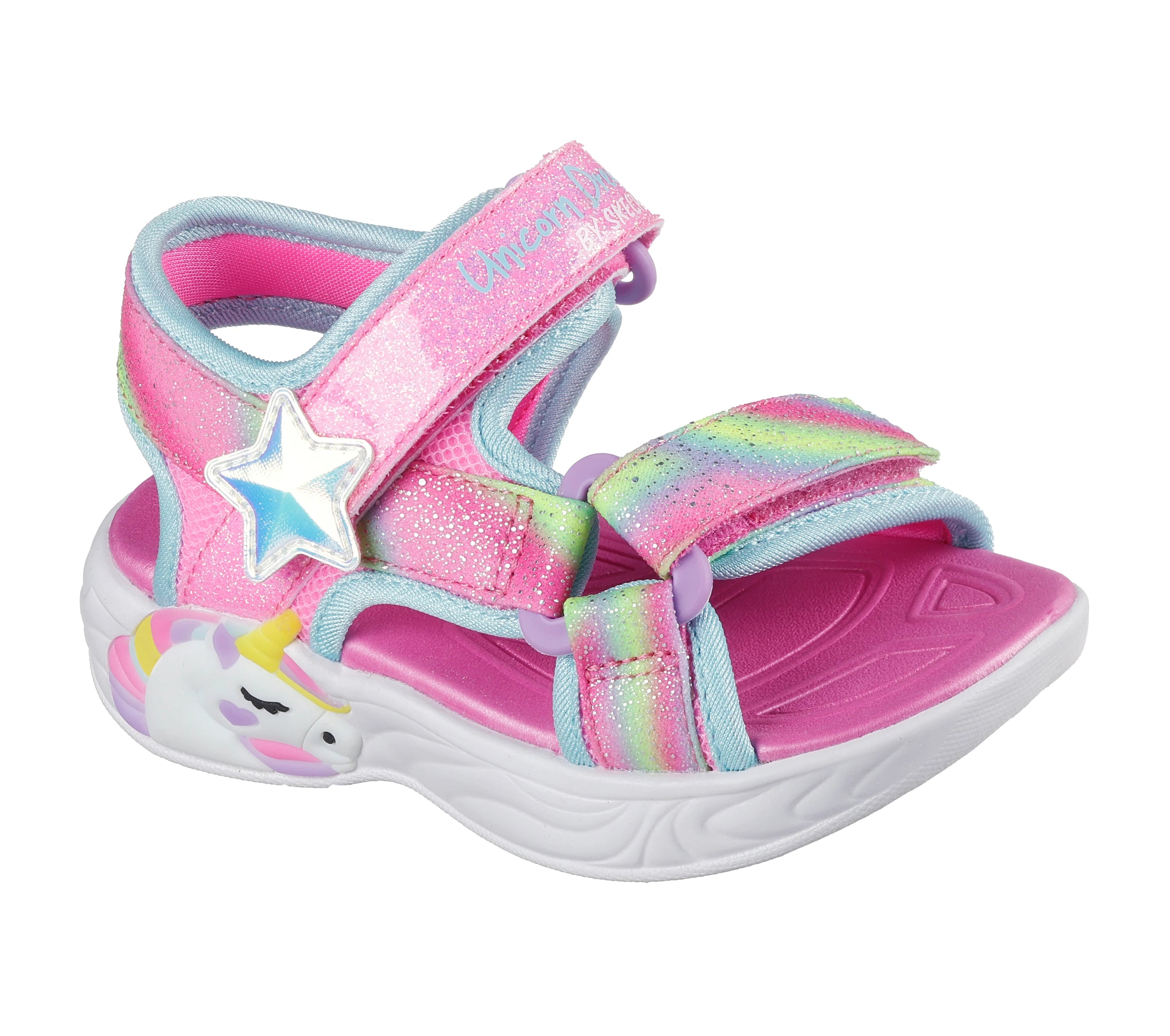 Skechers Light Pink Unicorn Dreams Toddler Sandals for Girls - Comfortable Kids Summer Shoes with Sparkle Design - Perfect for Beach, Park & Outdoor Play