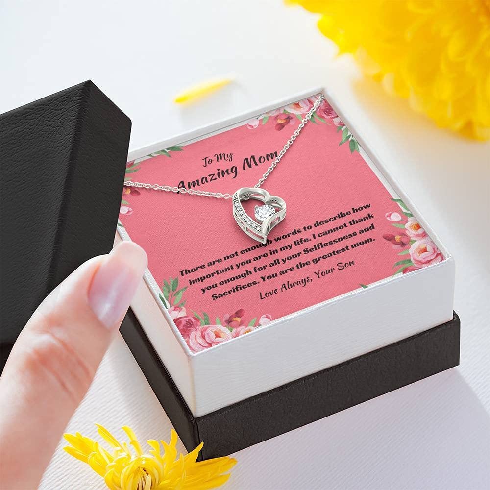 Personalized Jewelry Gift for Mom - Greatest Mom Forever Love Necklace - Mother's Day, Birthday & Thank You Gift from Son - Perfect for Special Occasions & Everyday Wear