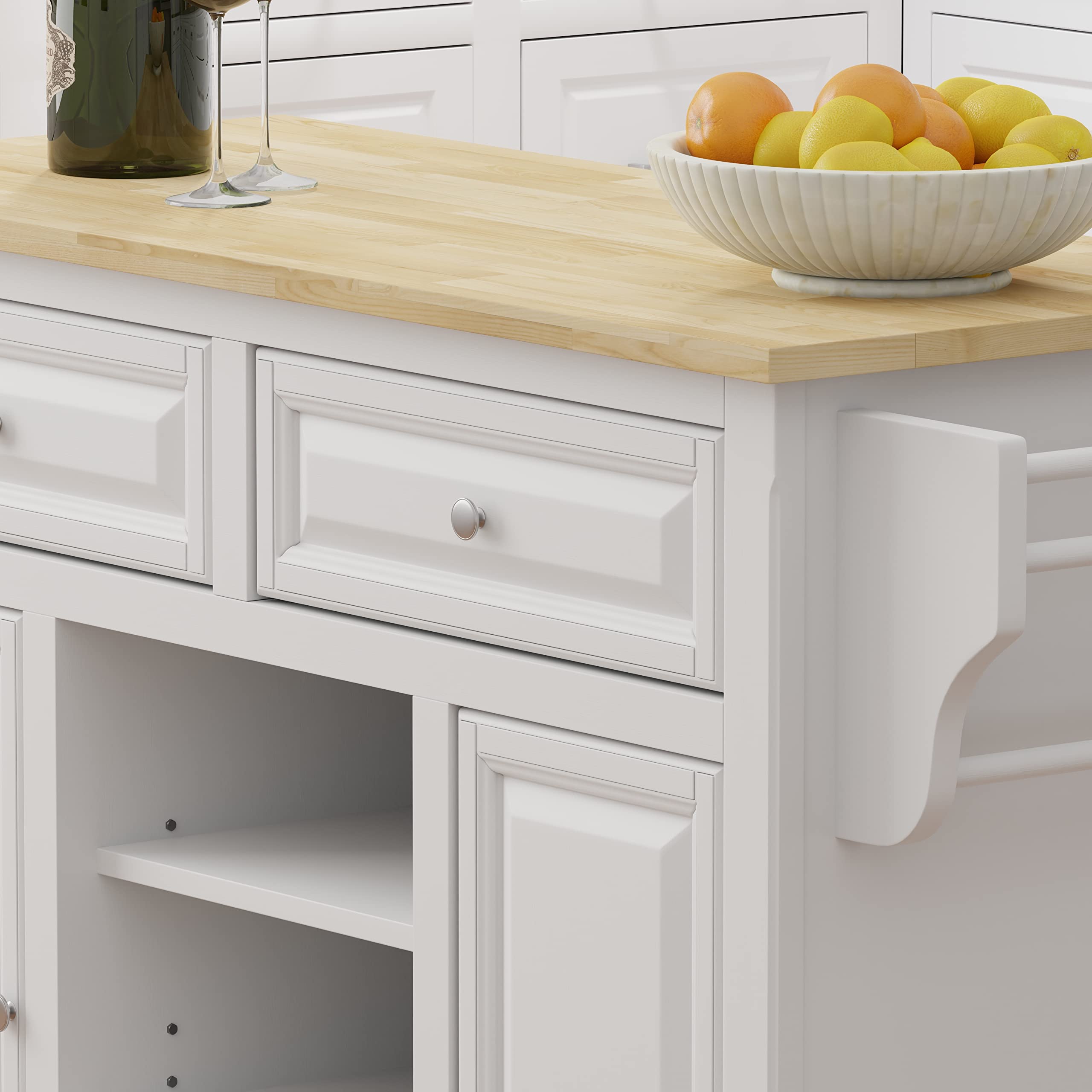 Glenwillow Antique White Kitchen Cart with Wood Top - Portable Island for Small Spaces, Dining, and Extra Storage | Perfect for Apartments, Dorms & Home Use