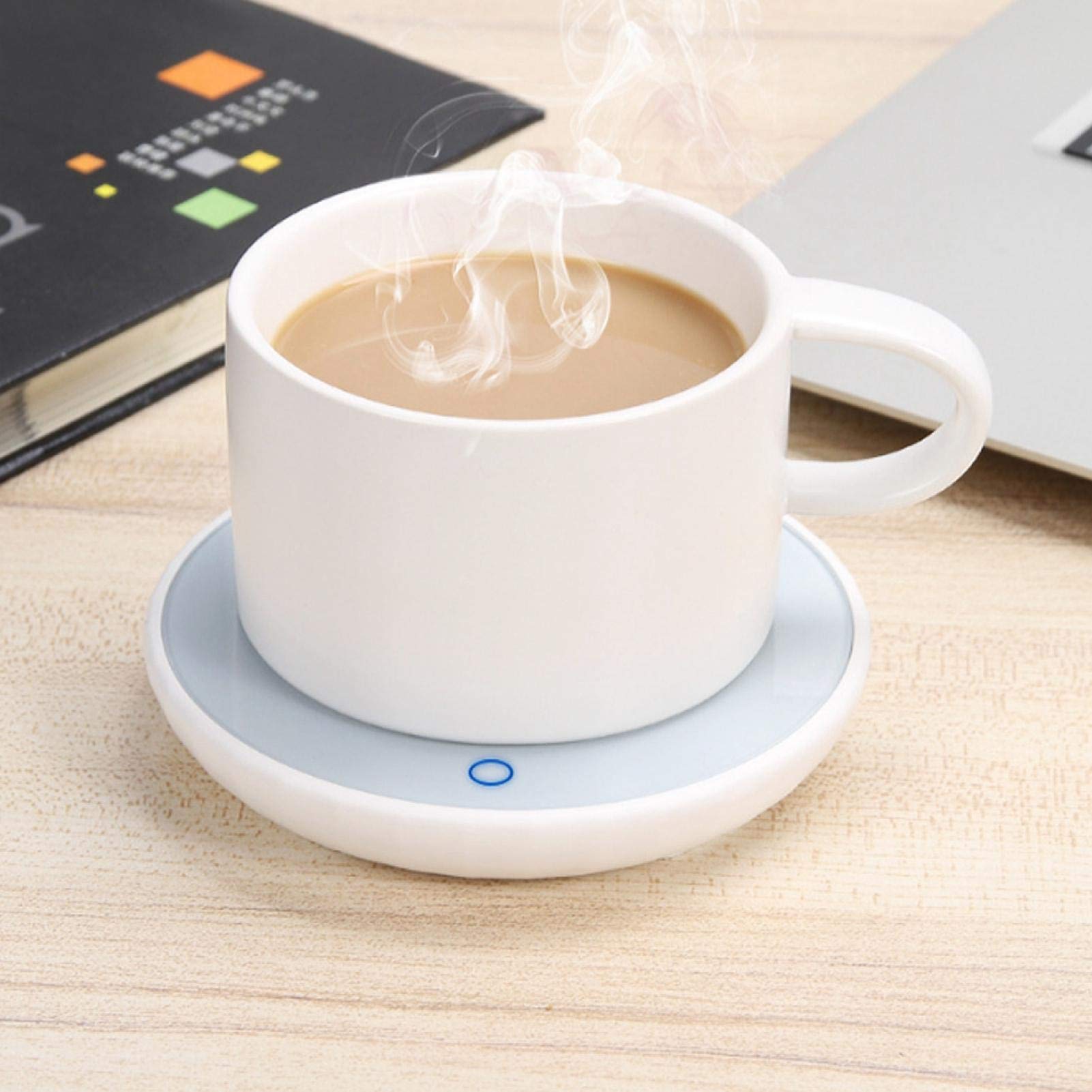 Electric Coffee Warmer Plate for Desk - Auto Shutoff for Tea, Milk, Cocoa - Perfect for Office & Home Use