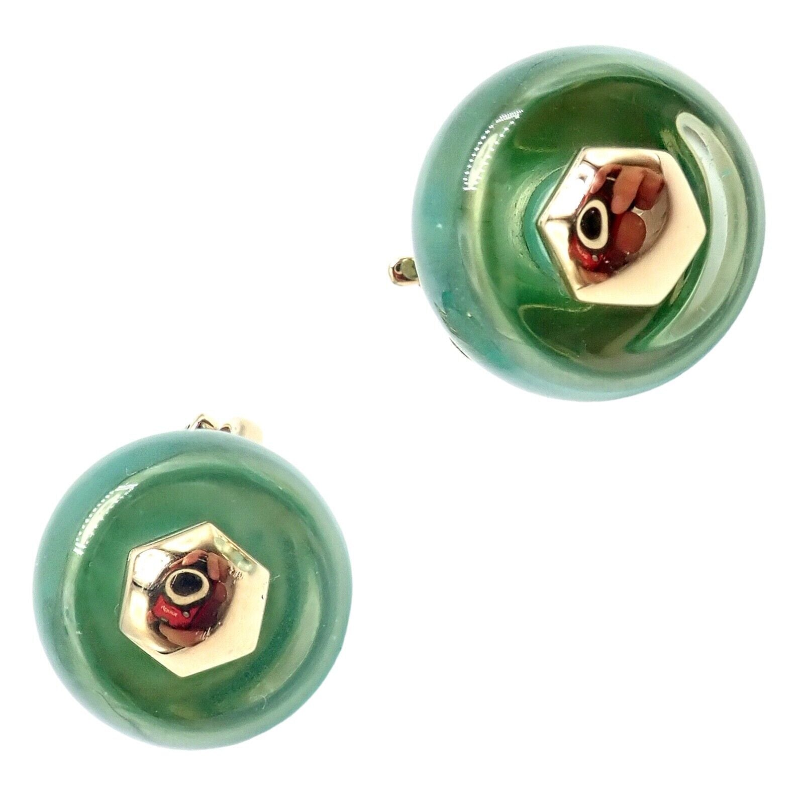 Authentic Vintage Marina B 18k Yellow Gold Pneu Crystal Earrings - Luxury Jewelry for Women, Perfect for Parties, Weddings & Special Occasions