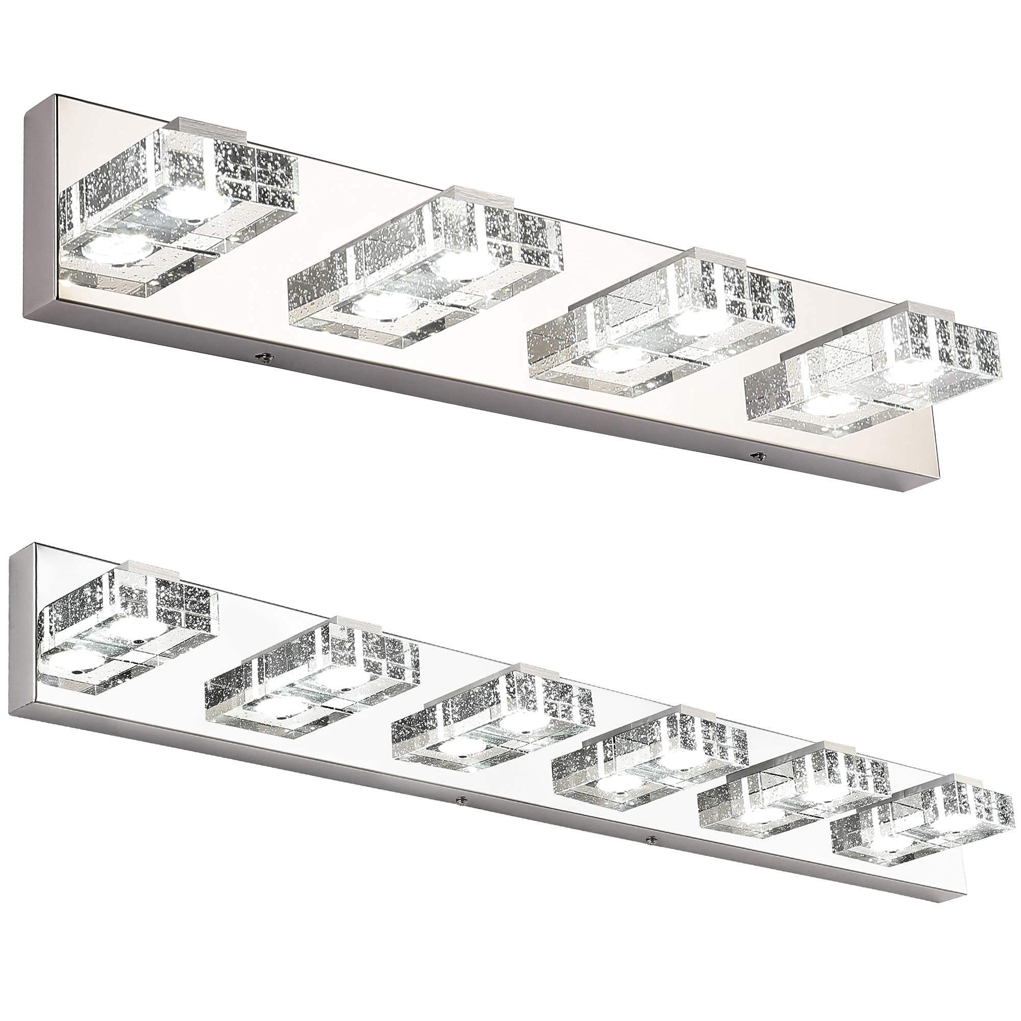 SOLFART LED Crystal Glass Bathroom Vanity Lights Fixtures - 4 or 6 Lights Set for Modern Bathroom, Bedroom & Dressing Room Lighting - Perfect for Home Decor and Vanity Mirror Illumination