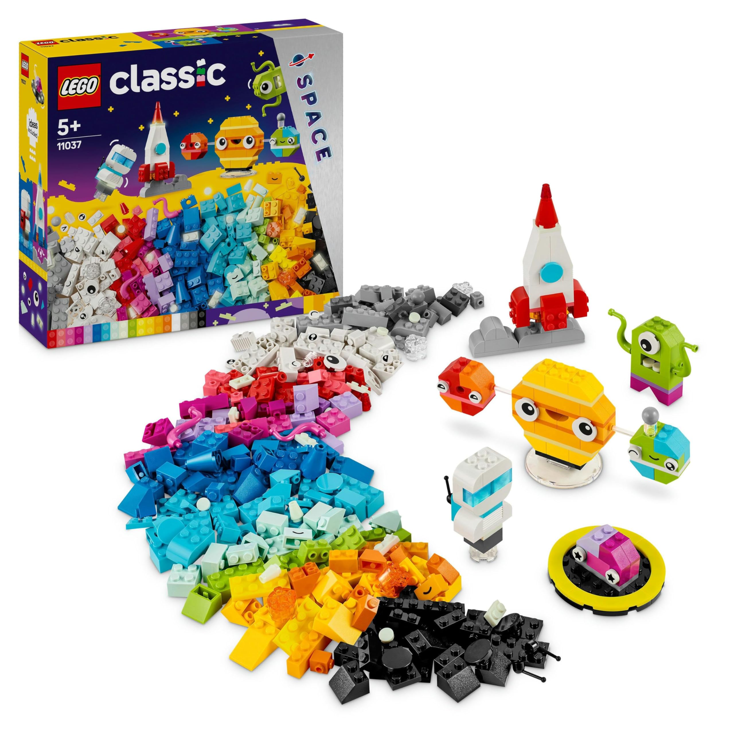 LEGO Classic Creative Space Planets Building Toy - Solar System Model Kit for Kids with Rocket, Spaceship, Planets & Aliens - STEM Educational Gift for Boys & Girls Ages 5+ (11037) - Perfect for Space-Themed Playrooms & Birthday Gifts