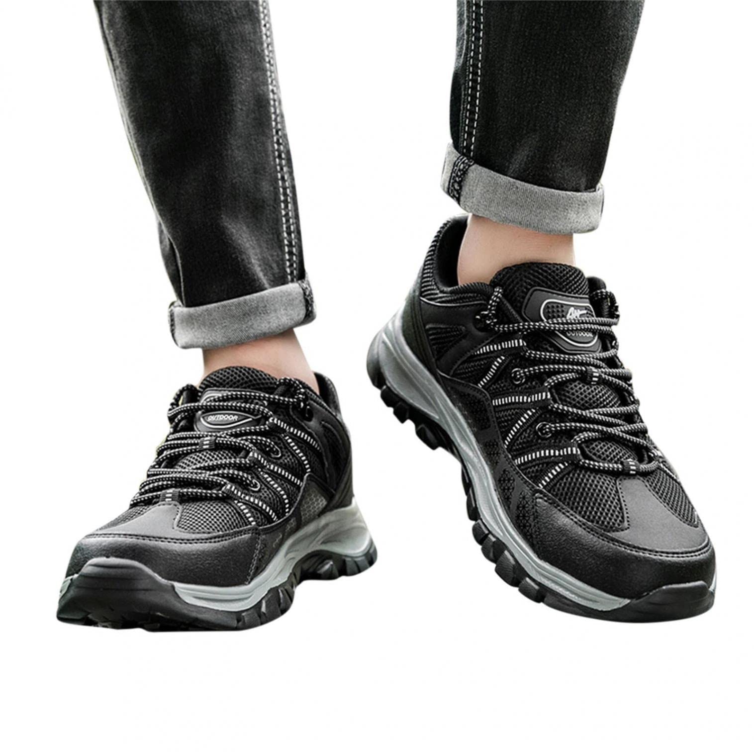Hbeylia Men's Hiking Shoes - Lightweight Breathable Low Top Non-Slip Outdoor Sneakers for Trekking, Backpacking & Running | Durable Trail Shoes for Hiking Adventures & Mountain Climbing