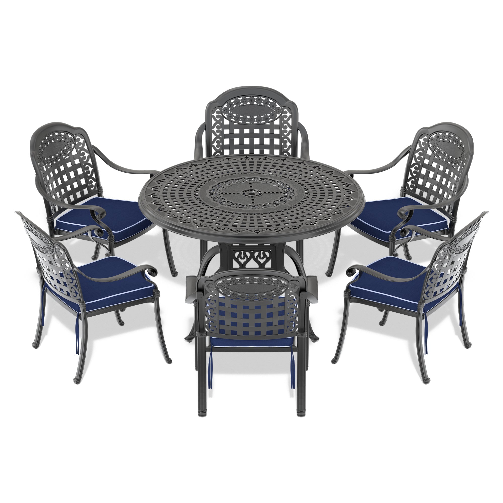 7-Piece Cast Aluminum Patio Furniture Set with Cushions - Outdoor Dining & Lounge Set - Durable Weather-Resistant Garden Furniture for Backyard, Poolside & Patio