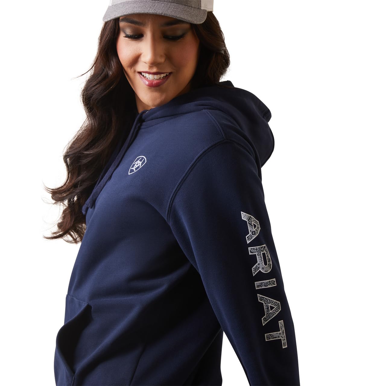 ARIAT Women's Logo Hoodie - Soft Fleece Pullover Sweatshirt with Front Pocket for Casual Wear, Outdoor Activities & Workout