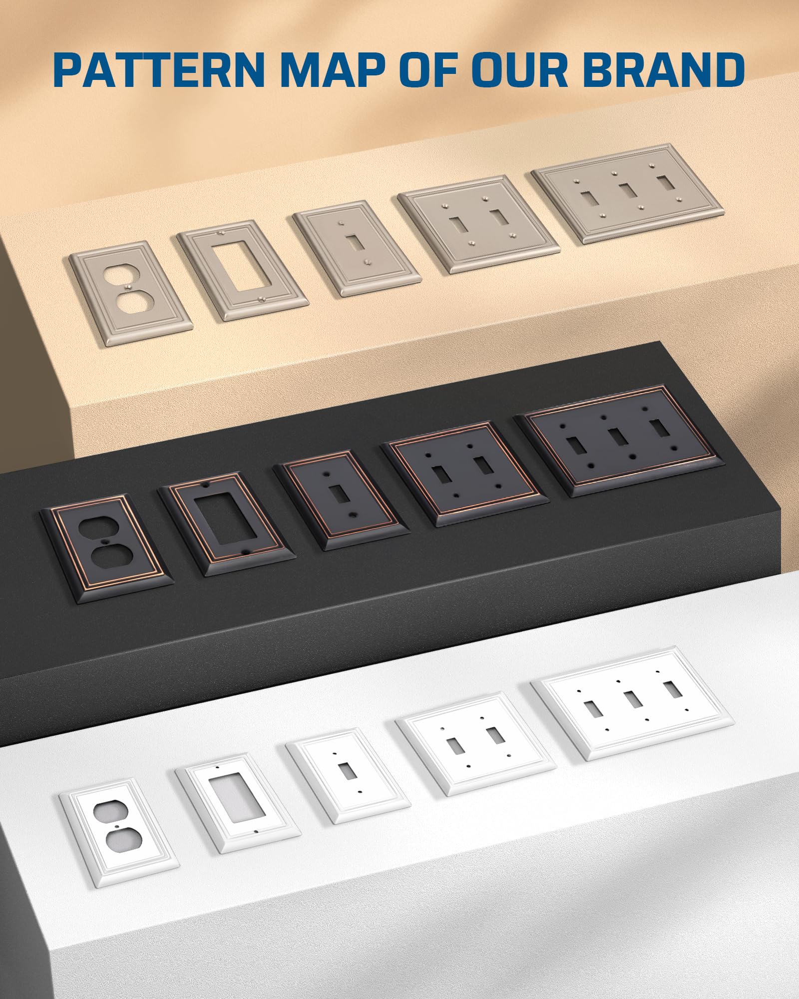 DEWENWILS 4-Pack Brushed Nickel Metal Wall Plates - Standard Duplex Electrical Outlet Covers - Ideal for Home, Office & Commercial Renovations