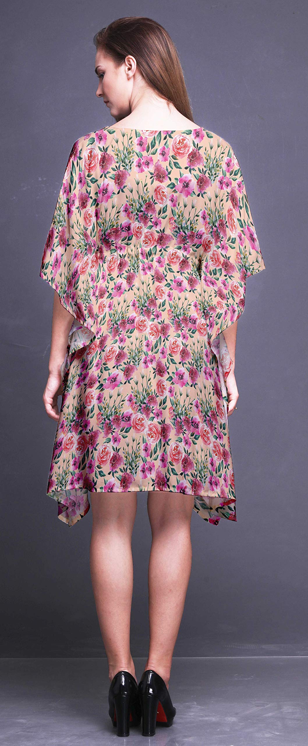 Bimba Women's Short Beach Kaftan - Flowy Bikini Cover Up Dress with Pockets - Perfect for Poolside, Vacation & Summer Outfits