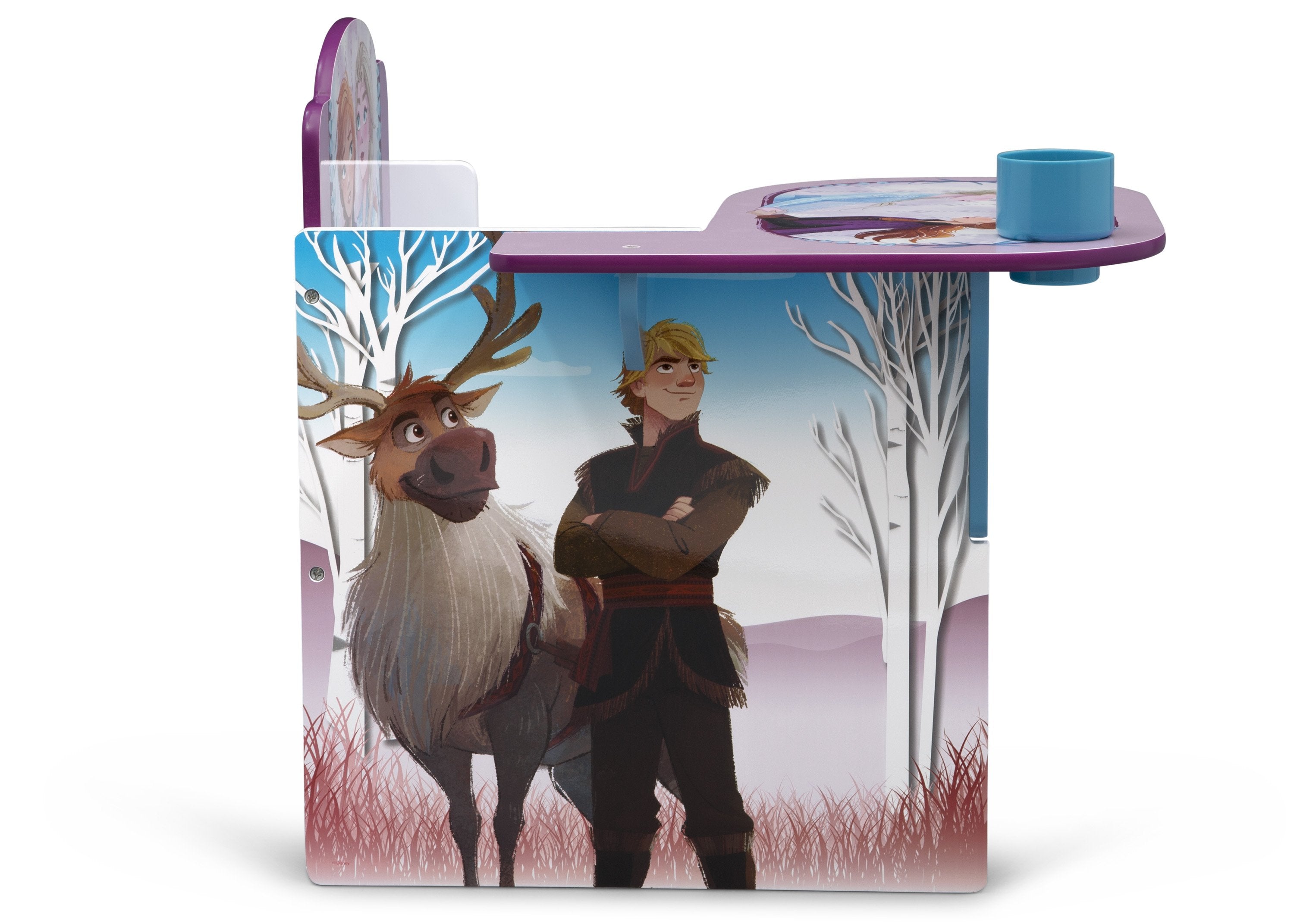 Frozen II Kids Chair with Storage Bin - Disney Princess Elsa Anna Desk Organizer for Bedroom, Playroom & Study Room