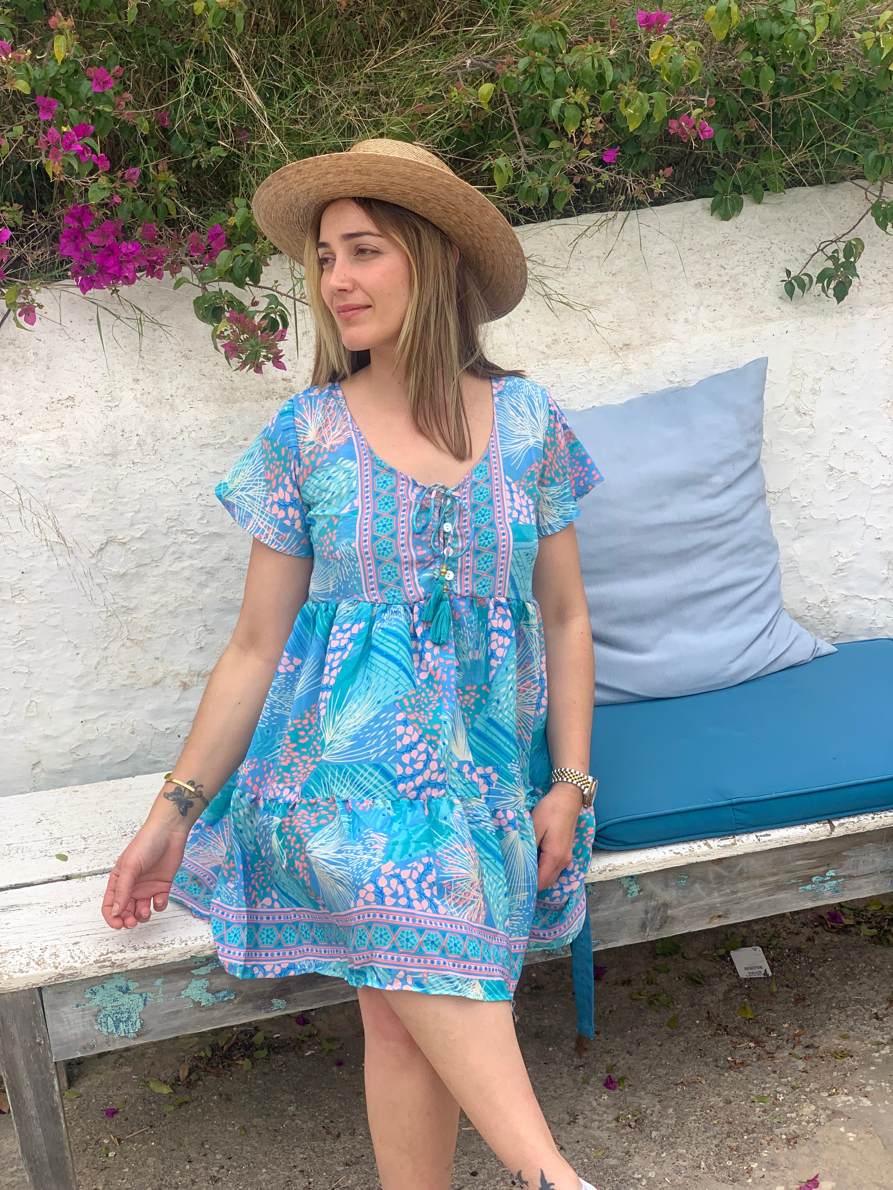 Boho Sweet Short Dress for Women - Floral Summer Casual Sundress for Beach, Vacation & Date Night