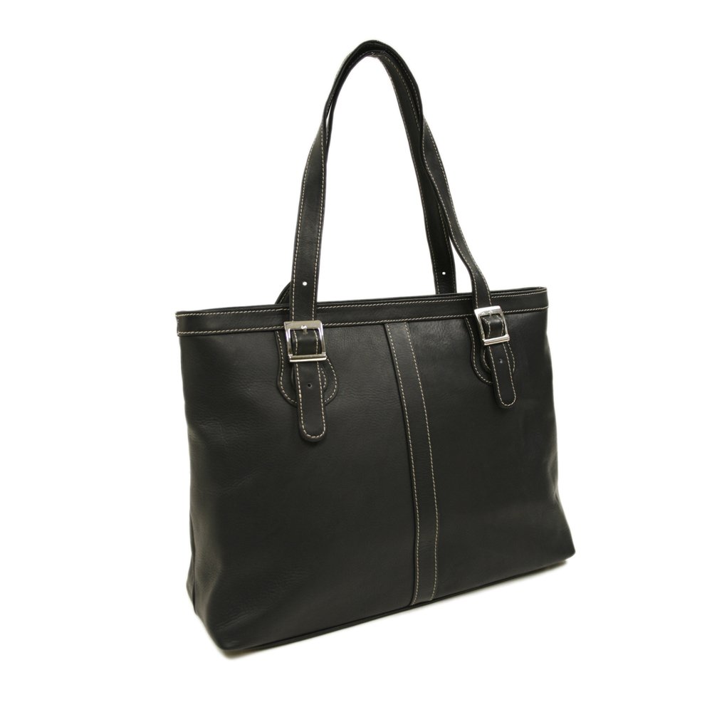 Premium Genuine Leather Women's Laptop Tote Bag - Black, One Size - Stylish Work Bag for Office, Business Travel & Daily Commute