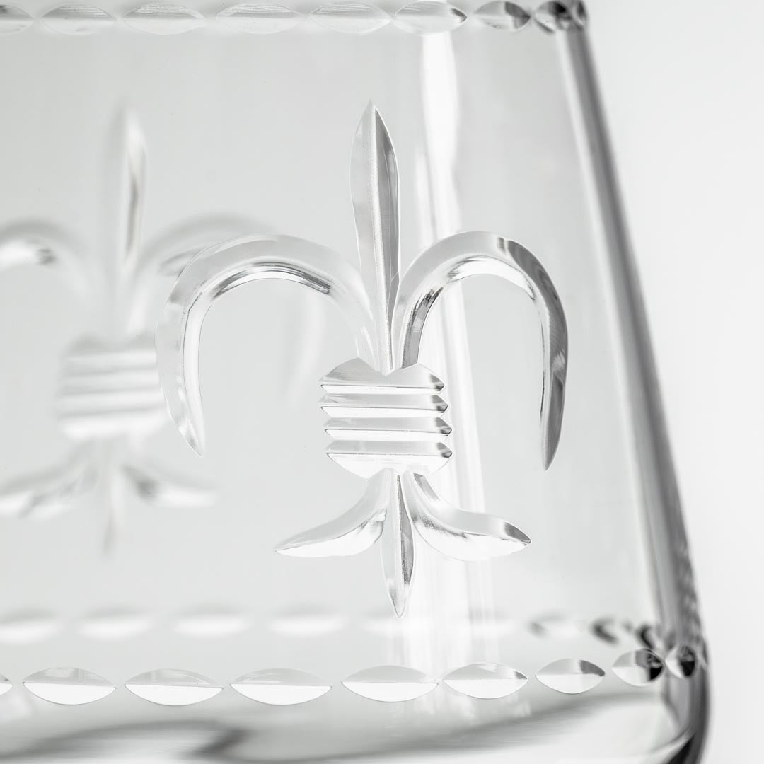 18oz Fleur De Lis Stemless Wine Tumblers - Set of 12 | Elegant Glassware for Parties, Weddings & Home Entertaining