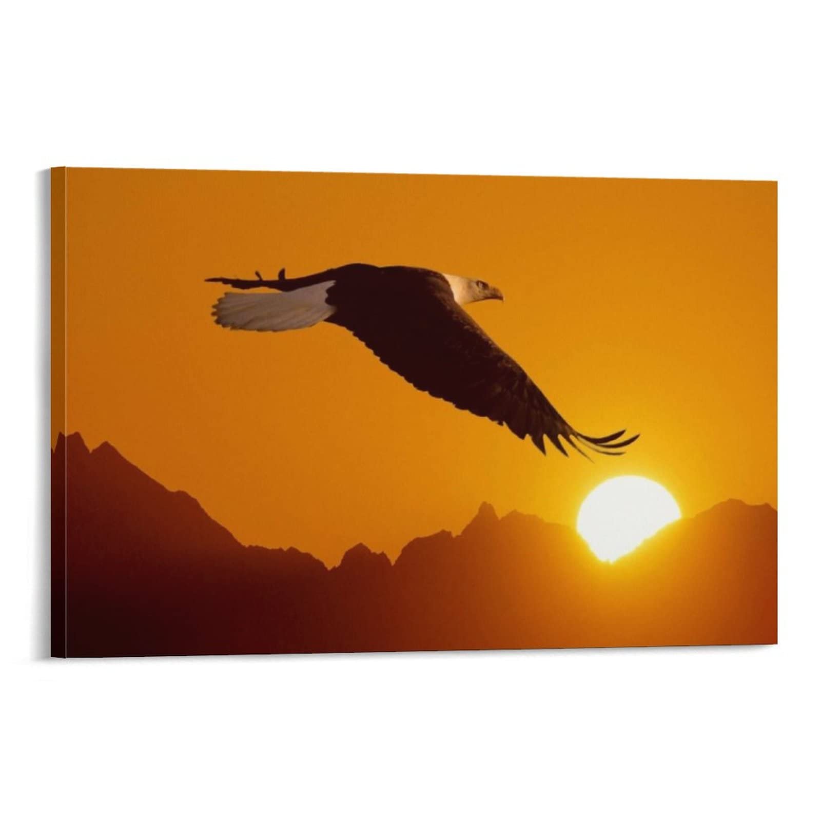 Abstract Sunrise Eagle Framed Canvas Wall Art Print - Ready to Hang Modern Home Decor for Living Room, Bedroom, Office & Bathroom - 20x30 Inch (50x75cm) - Perfect for Nature Lovers & Wildlife-Themed Interior Design