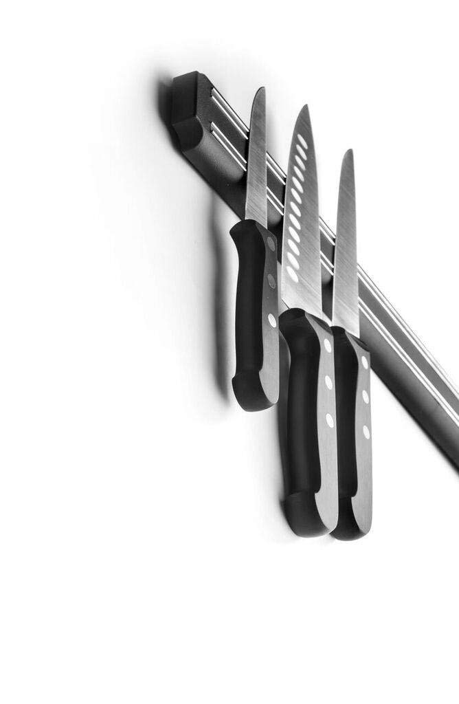 IBILI 38cm Magnetic Knife Holder - Black/Silver Knife Storage Bar for Kitchen Countertop & Wall Mount | Secure Knife Organizer for Chefs & Home Cooks