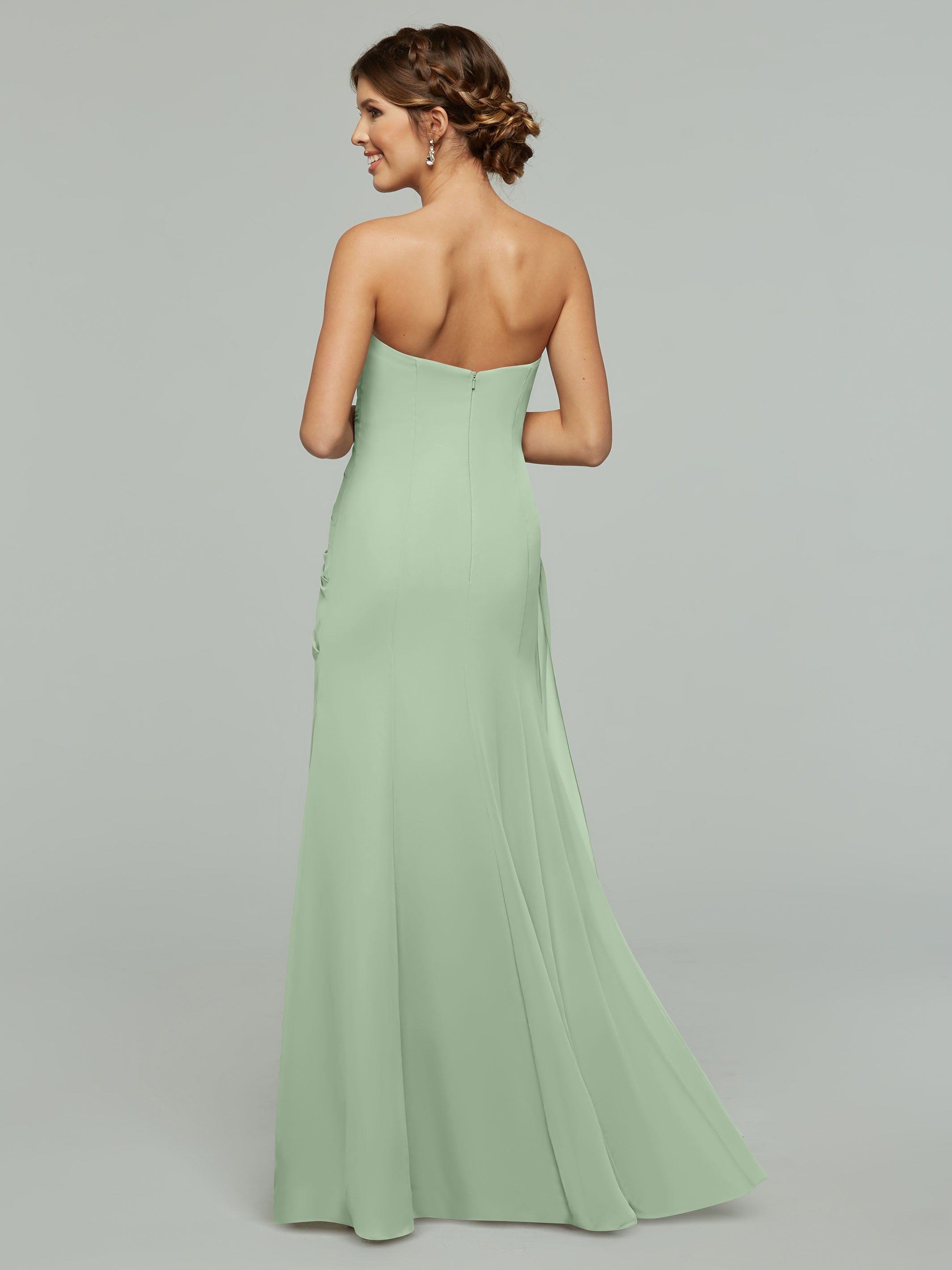 80028 1 Strapless Sweetheart Chiffon Bridesmaid Dress With Ruching - Elegant Formal Gown for Weddings, Prom & Special Occasions