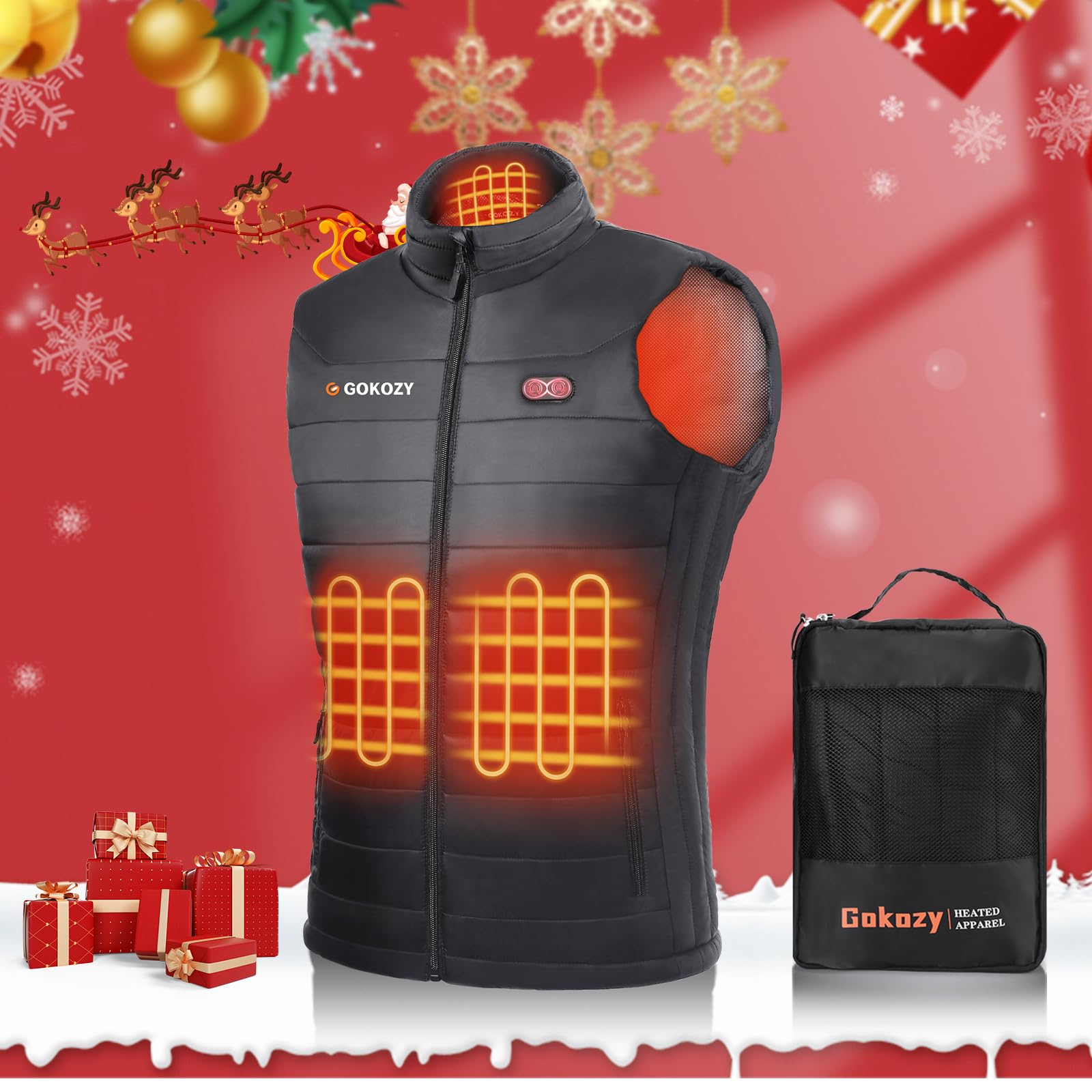Gokozy Heated Vest for Men with Rechargeable Battery Pack - Lightweight Electric Warming Jacket for Cold Weather - Ideal for Outdoor Activities, Hiking, Hunting & Winter Sports