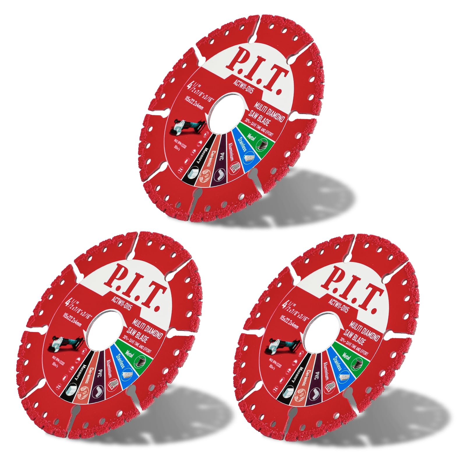 4.5 Inch Diamond Cutting Wheel for Angle Grinder - 3PCS Metal Cutting Blades with 7/8