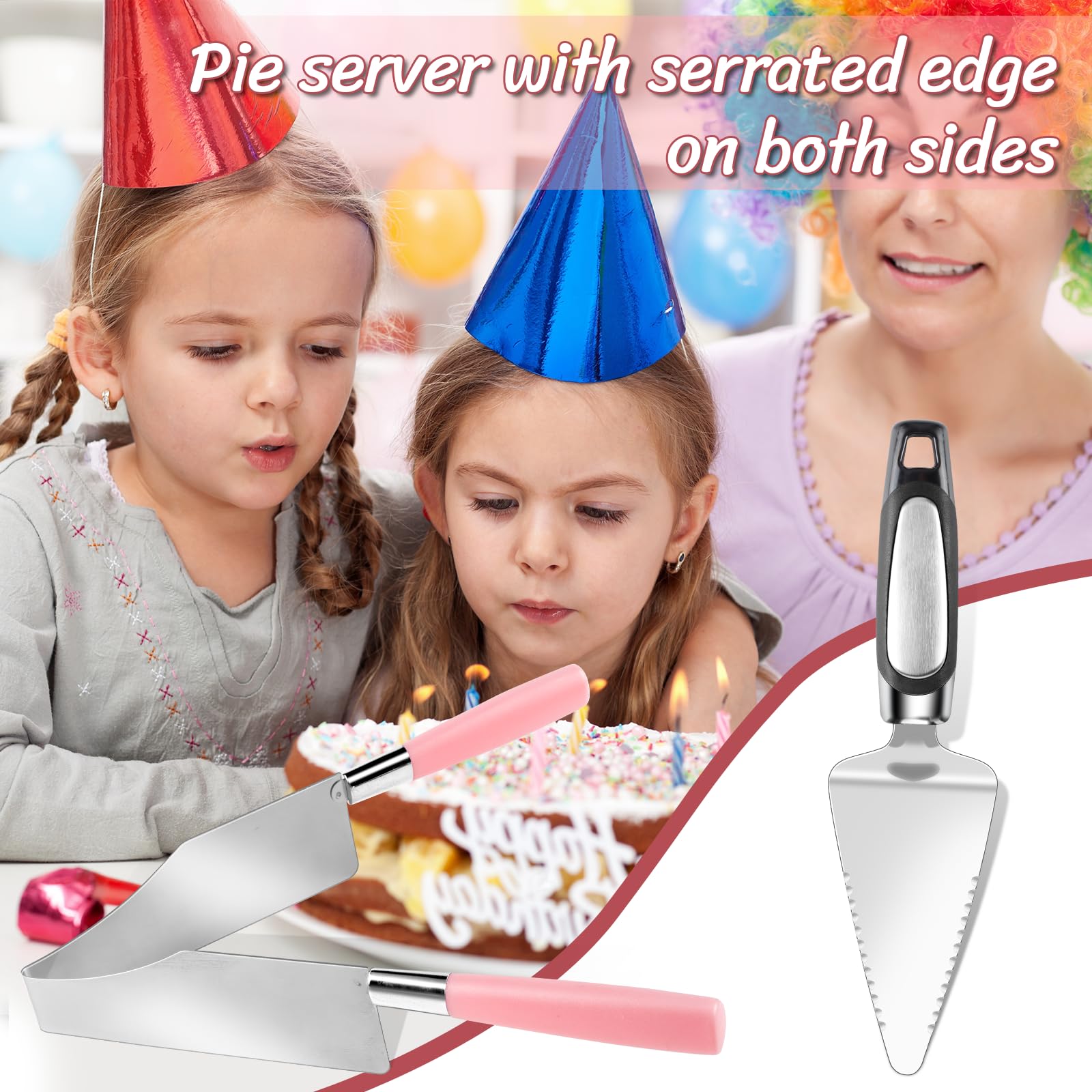 2-Piece Stainless Steel Cake Slicer & Server Set - Multi-Functional Dessert Cutter for Cakes, Brownies, Pies & Pizza - Perfect for Birthday Parties, Weddings & Baking Enthusiasts