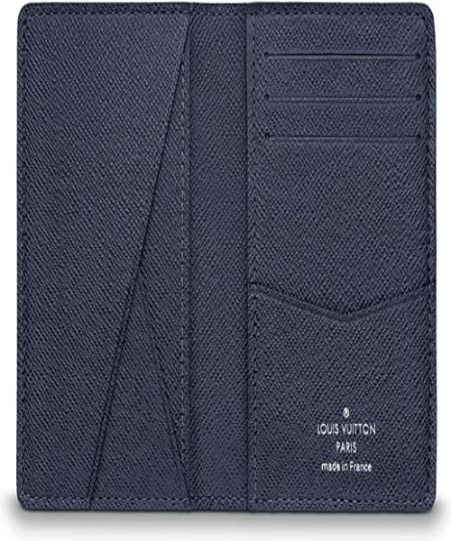 LV Taiga Leather Pocket Organizer Wallet for Men - Blue Marine - Slim RFID Blocking Card Holder for Business & Travel