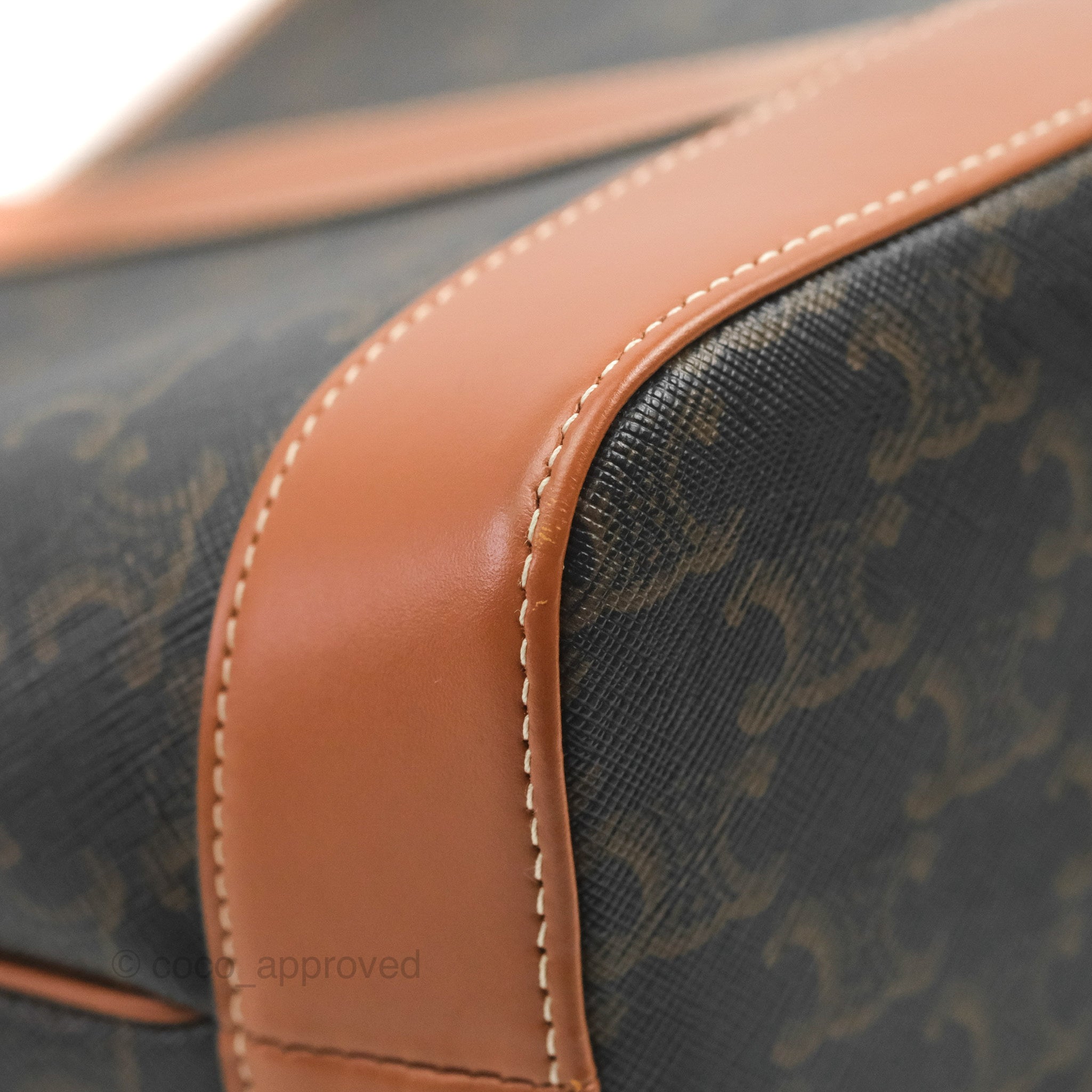 Celine Small Bucket Bag in Triomphe Canvas & Tan Calfskin Leather - Perfect for Everyday Use, Work & Travel Accessories