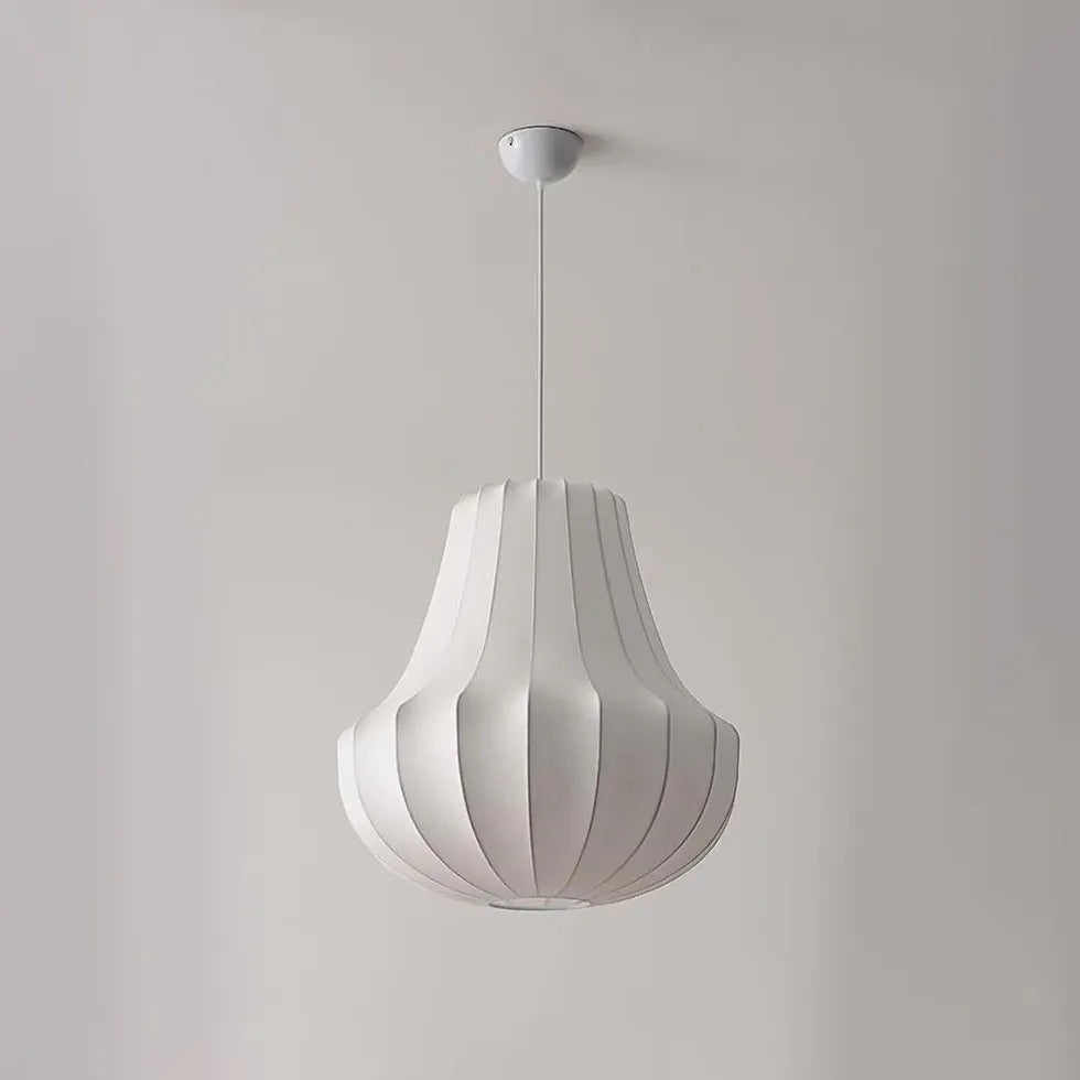 Modern White Metal Silk Pendant Light - Elegant Ceiling Lighting for Dining Room, Kitchen, or Bedroom Decor