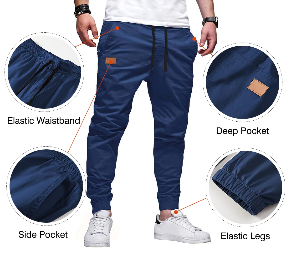 JMIERR Men's Casual Jogger Pants - Cotton Drawstring Chino Cargo Pants for Hiking, Outdoor, and Jogging | Comfortable Twill Sweatpants for Everyday Wear and Workout