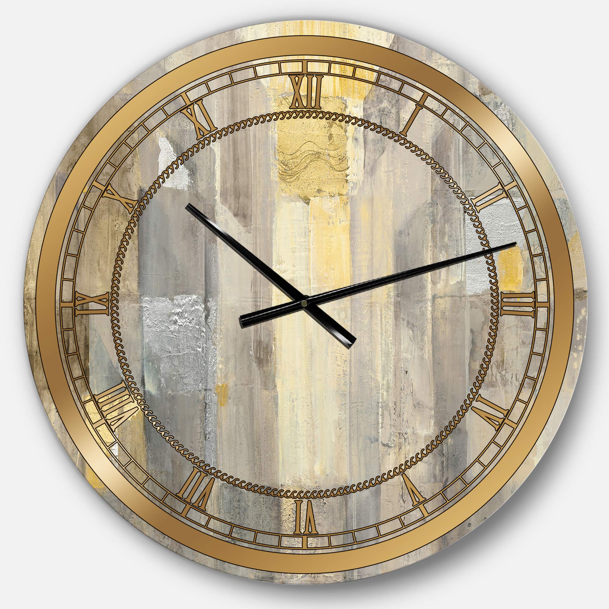 Designart Gold Square Watercolor Wall Art & Glam Circle Decorative Metal Clock - Elegant Home Decor for Living Room, Bedroom, Office | Perfect for Modern & Vintage Interior Design Styles