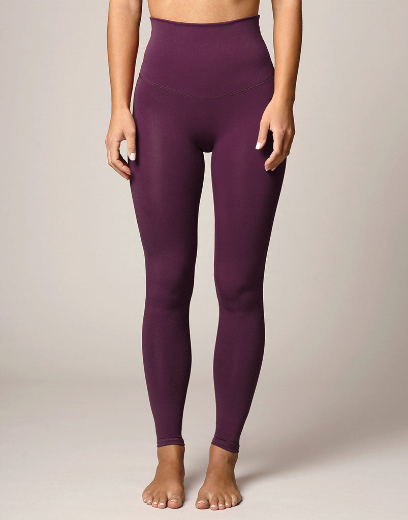 Empower Flat Front Leggings for Women - High Waist Yoga Pants, Tummy Control Workout Leggings - Perfect for Gym, Running & Casual Wear | Eggplant Purple