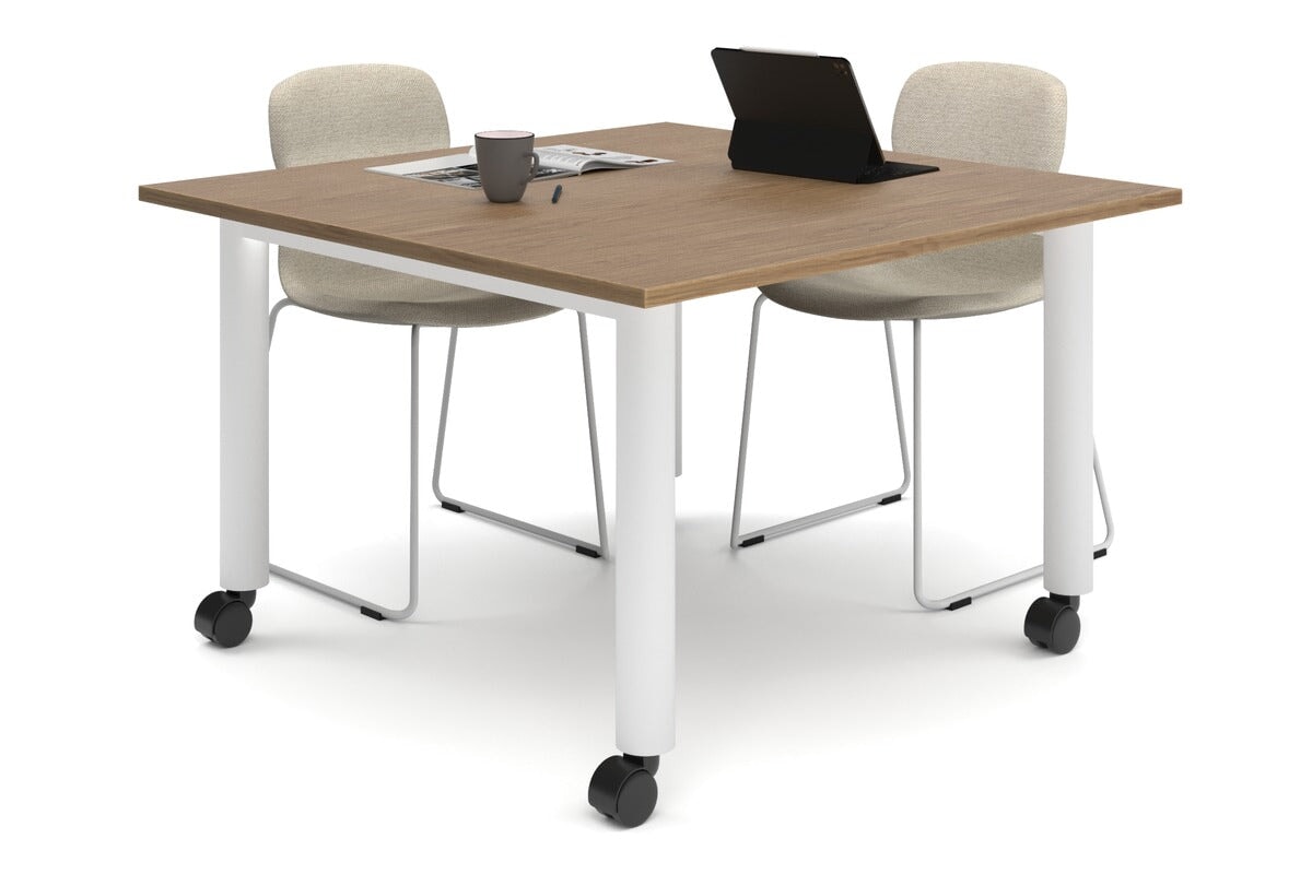Quadro 80mm Cylinder Leg Mobile Meeting Table - 1200L x 1200W - Adjustable Height Conference Table for Office, Meeting Room & Coworking Space - Perfect for Team Collaboration & Business Meetings