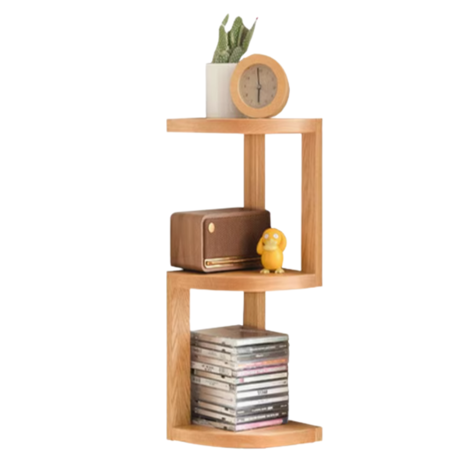 Solid Oak Wood Corner Table Shelf - Rustic Farmhouse Style for Living Room, Bedroom & Office Storage & Decor