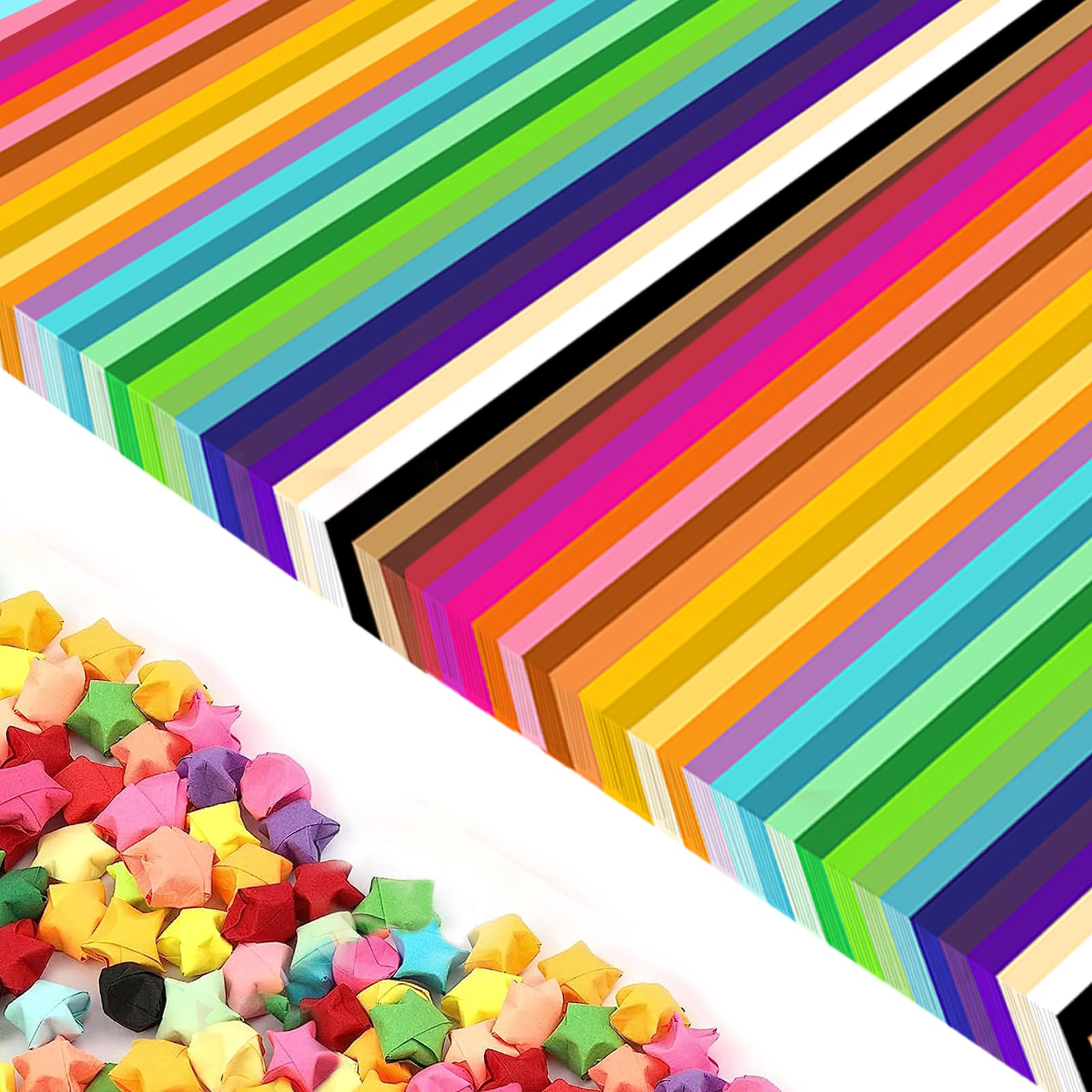 2060 Sheets Origami Star Paper Strips - Double Sided Colorful Craft Paper for DIY Art, 27 Assorted Colors Lucky Star Folding Paper | Perfect for Home Decoration, Gift Wrapping & Kids' Creative Projects